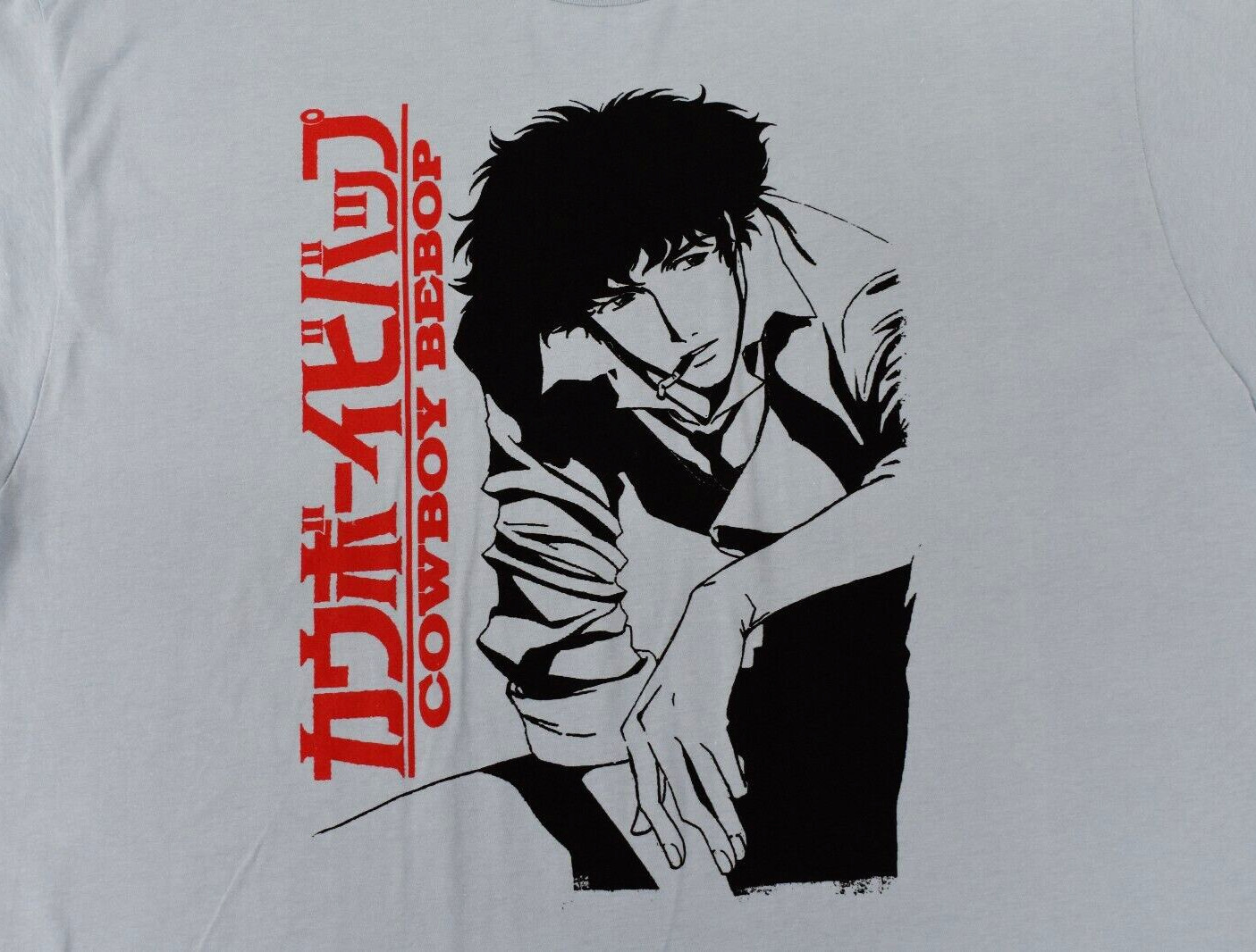 Sunrise Mens Cowboy Bebop Spike Spiegel Anime Cartoon Sky Blue Shirt NWT 2XL