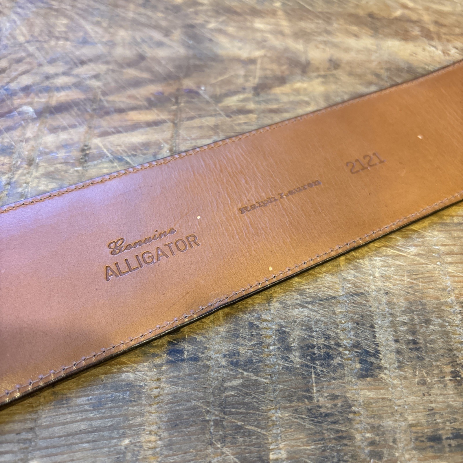Vintage Ralph Lauren Collction 2.25” Wide American Alligator Belt 32” Italy