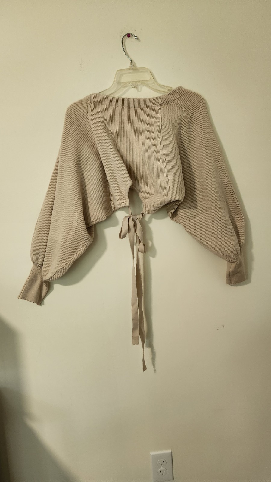 Women’s Bolero Shrug Sweater Cropped Cardigan Knit Tie Up Open Front Long Sleeve