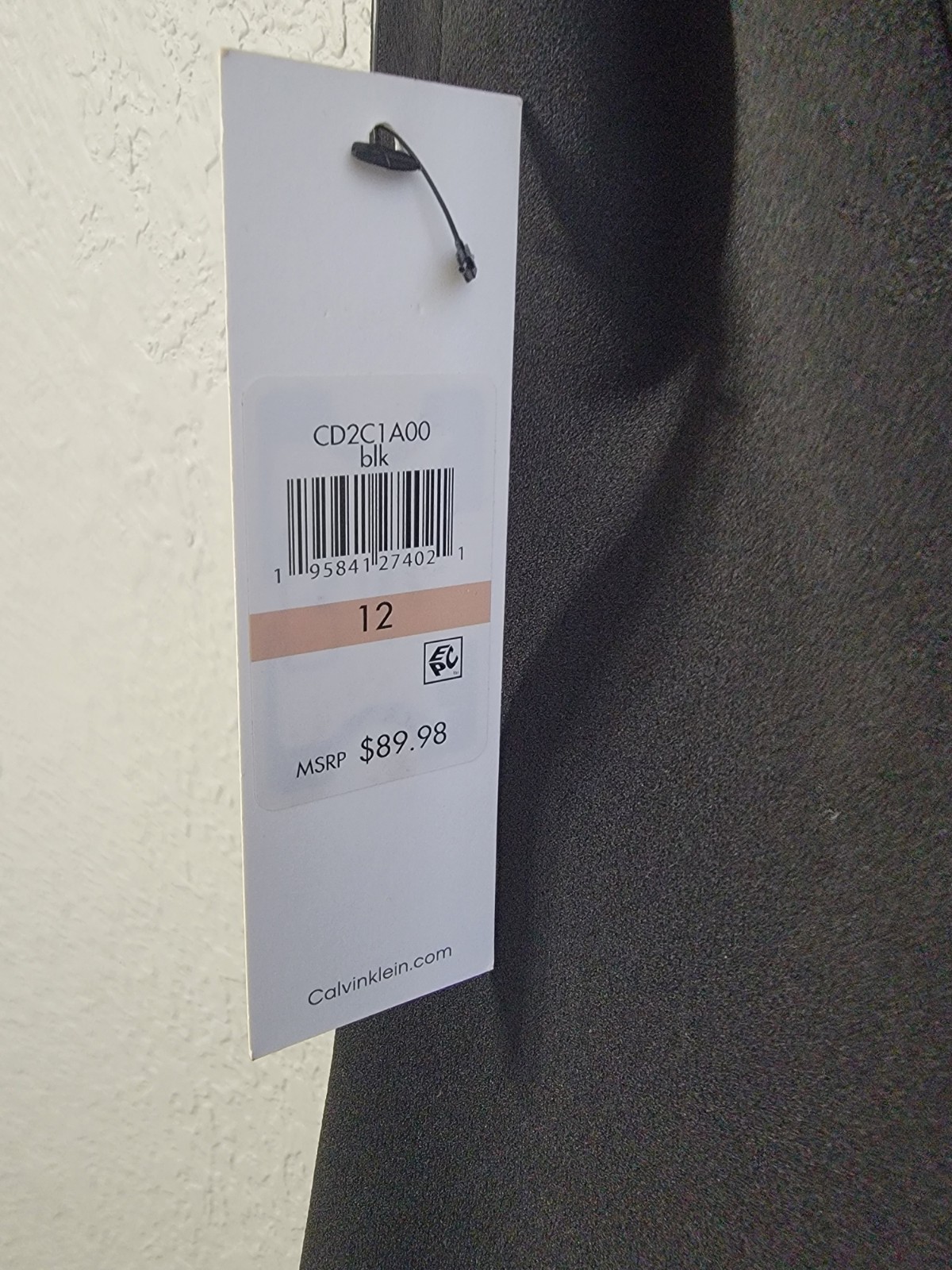 Calvin Klein Black Sleeveless Sheath Dress, Knee Length, Round Neck, Zip, 12