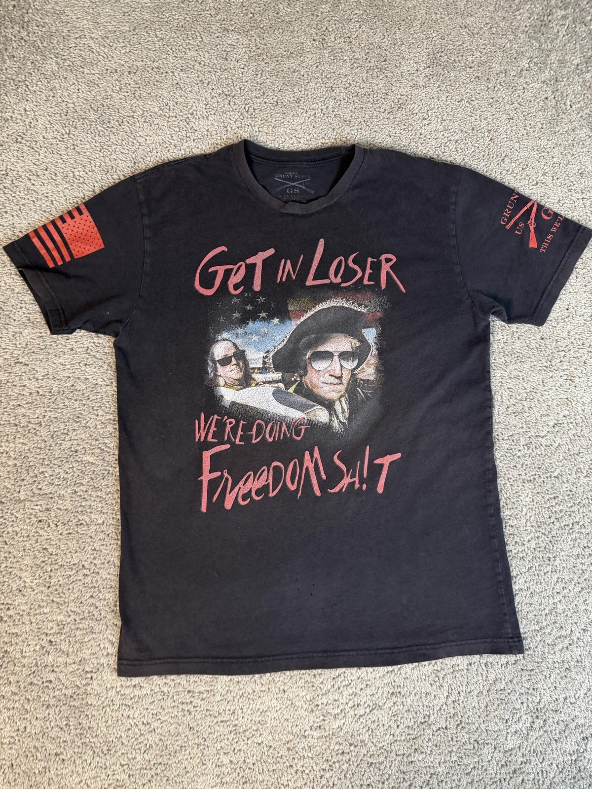 Grunt Style Shirt Mens L Black Get In Loser Freedom Graphic Crew Neck Cotton