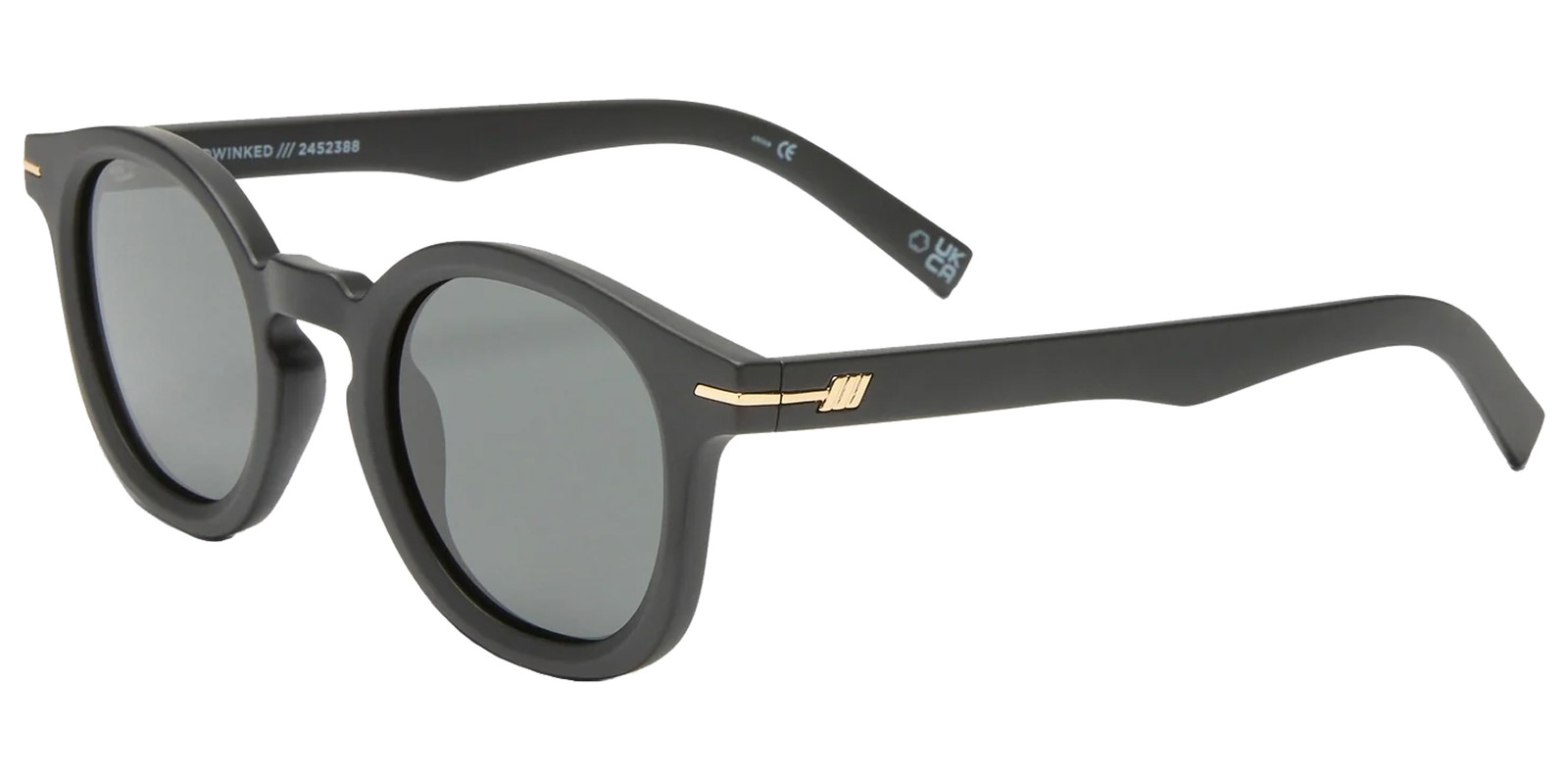 Le Specs Hoodwinked Polarized Matte Black Round Sunglasses – LSP2452388
