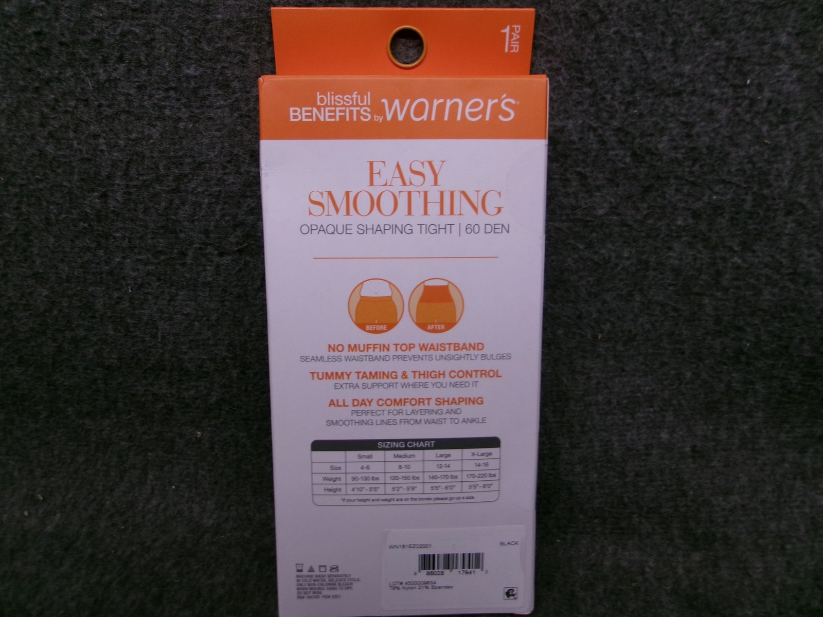 Warners Smoothing Tights Womens S Opaque Shaping 60 DEN Tummy Control Black