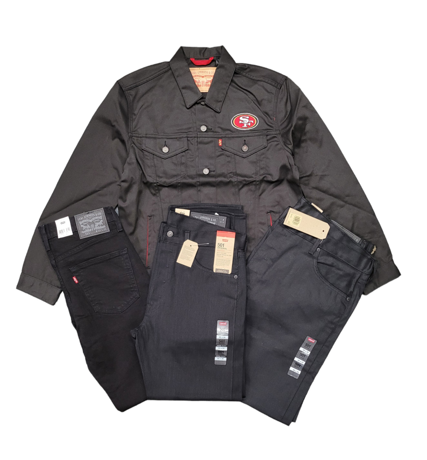Levi’s NFL San Francisco 49ers Black Twill L Trucker Button-Up Jacket Large