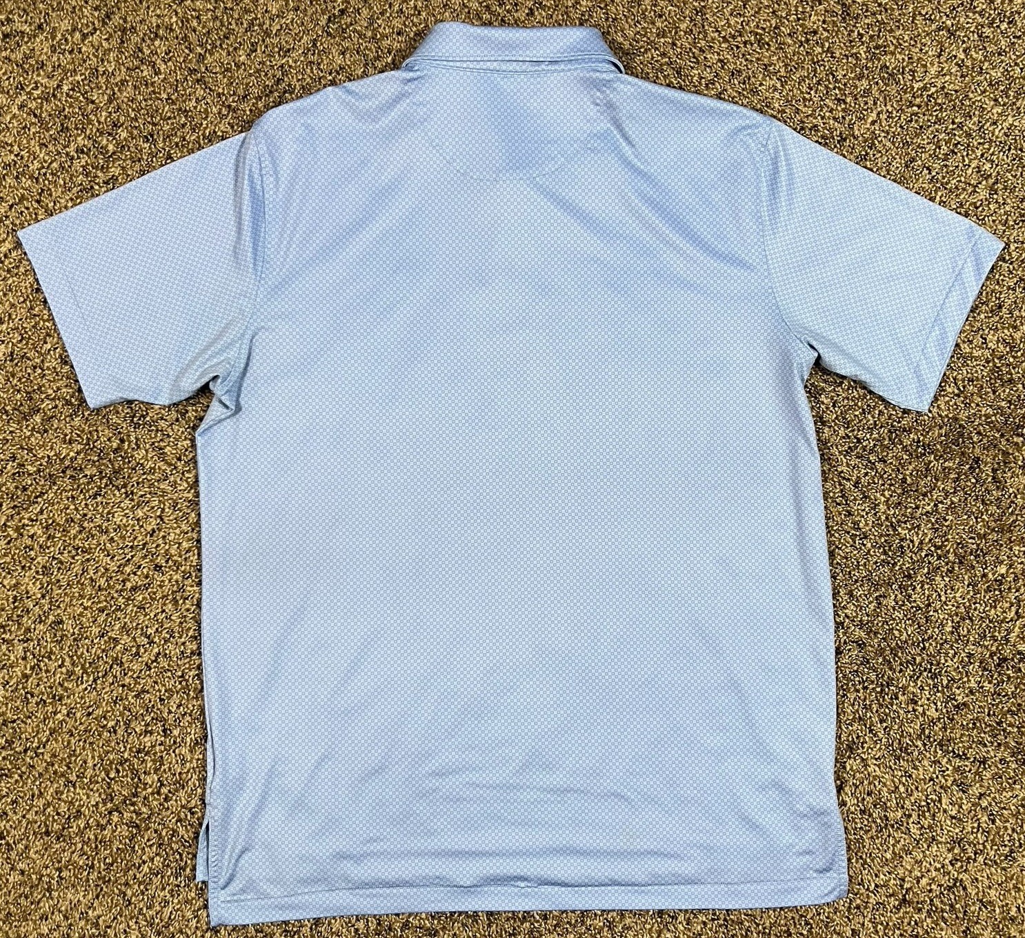 Peter Millar Summer Comfort Crown Crafted Shirt Geometric Blue Golf Polo Large