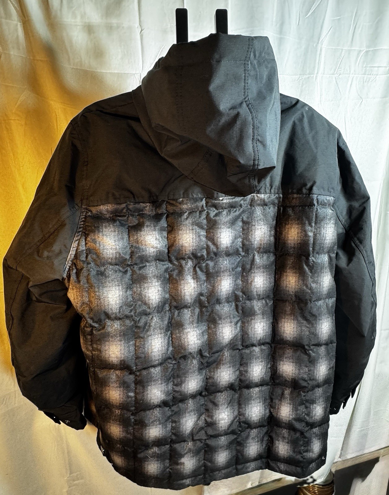 Men’s Pendleton Hooded Down Winter Coat Jacket Black Plaid Size XL Style PM6058
