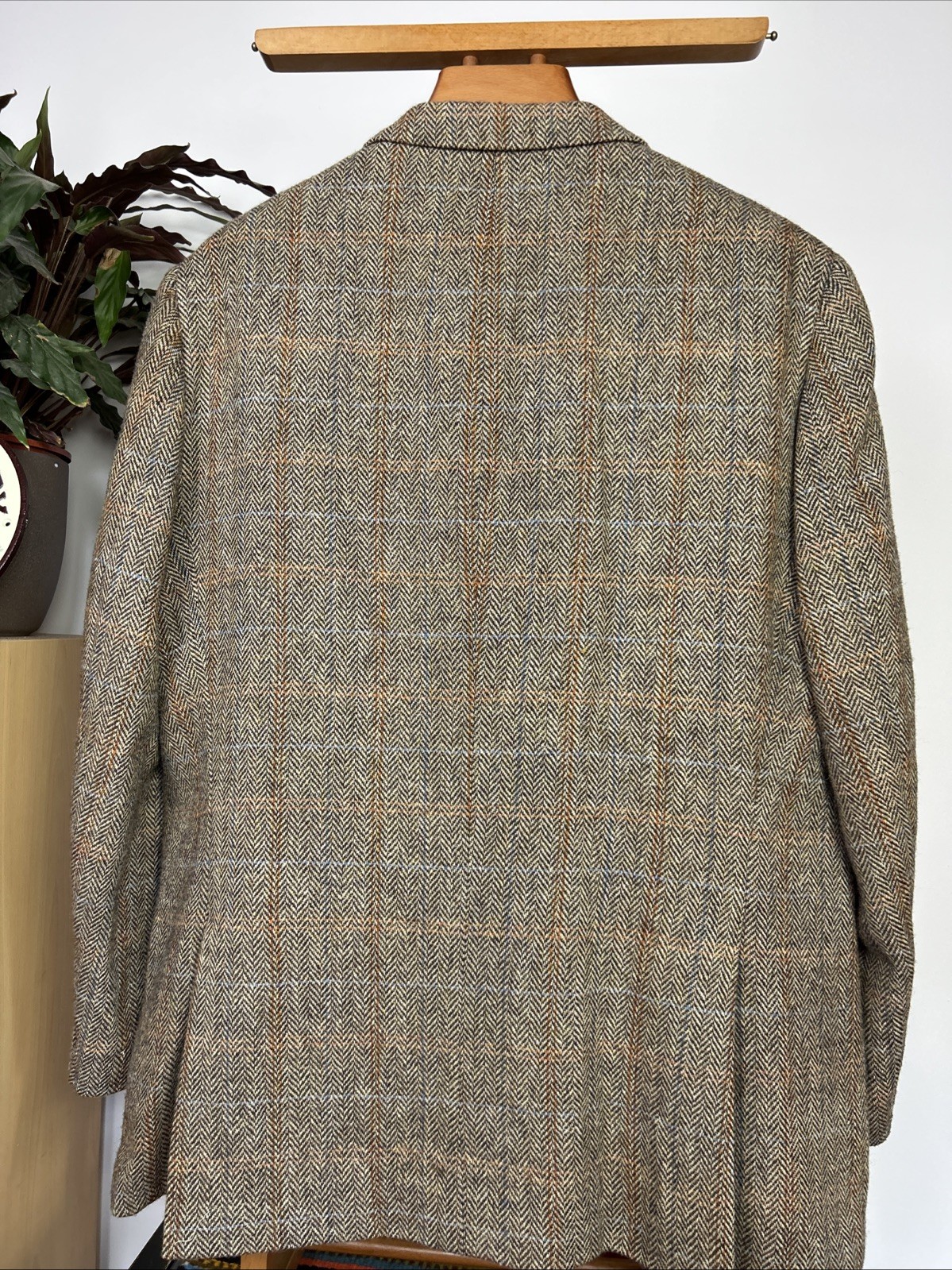Harris Tweed (48R) TWEED Blazer Sport Jacket Windowpane Check Herringbone