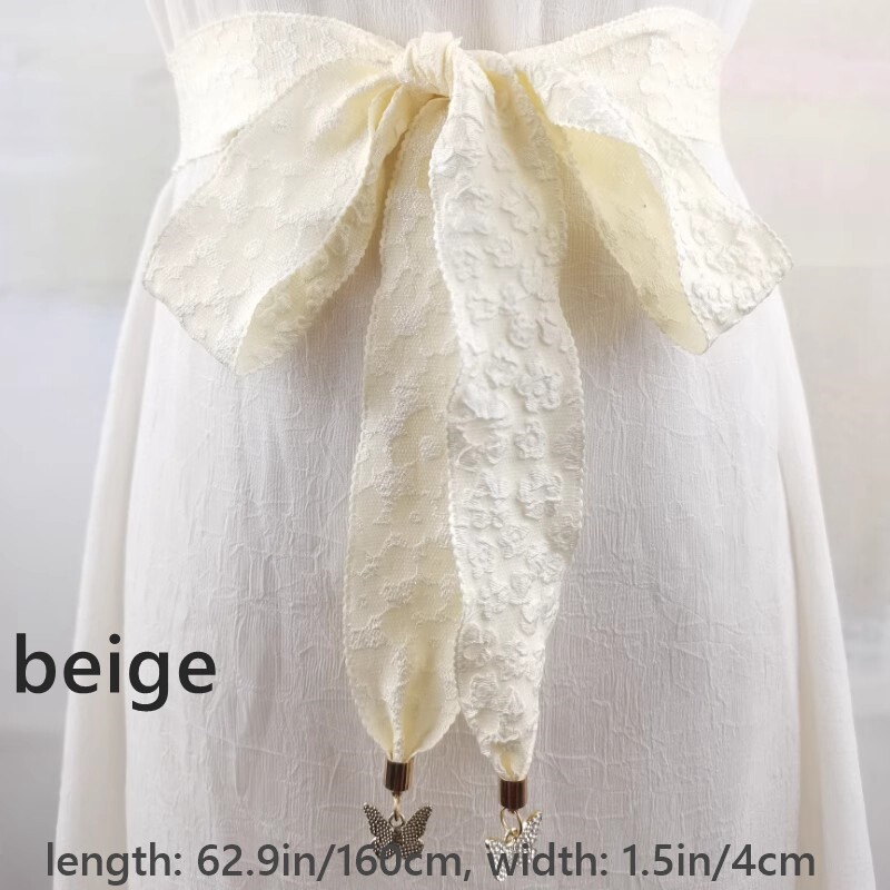 Lady Floral Ribbon Sash Waist Belts Strap Waistband Dress Shirt Decor Belts Soft