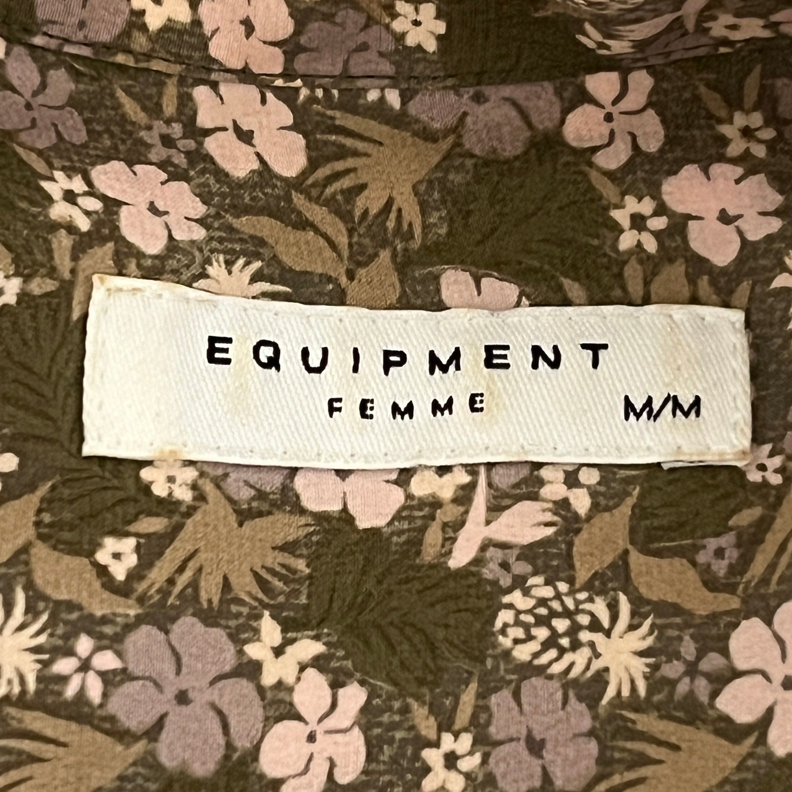 Equipment Femme Tegan Silk Sleeveless Midi Shirt Dress Green Floral Medium