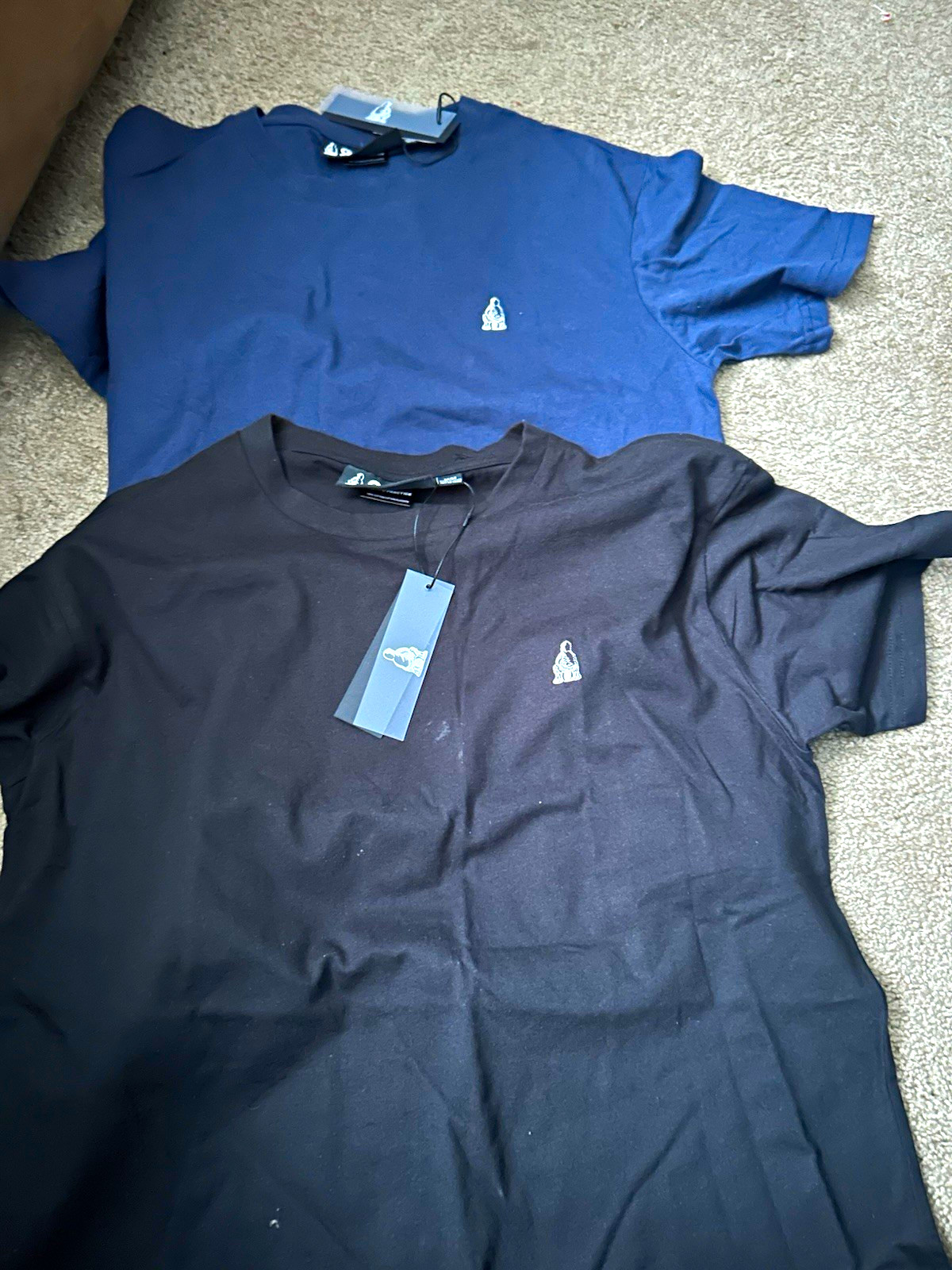 Men’s M Black/Blue Solid Crew Neck Short Sleeve T-Shirt 2-Pack