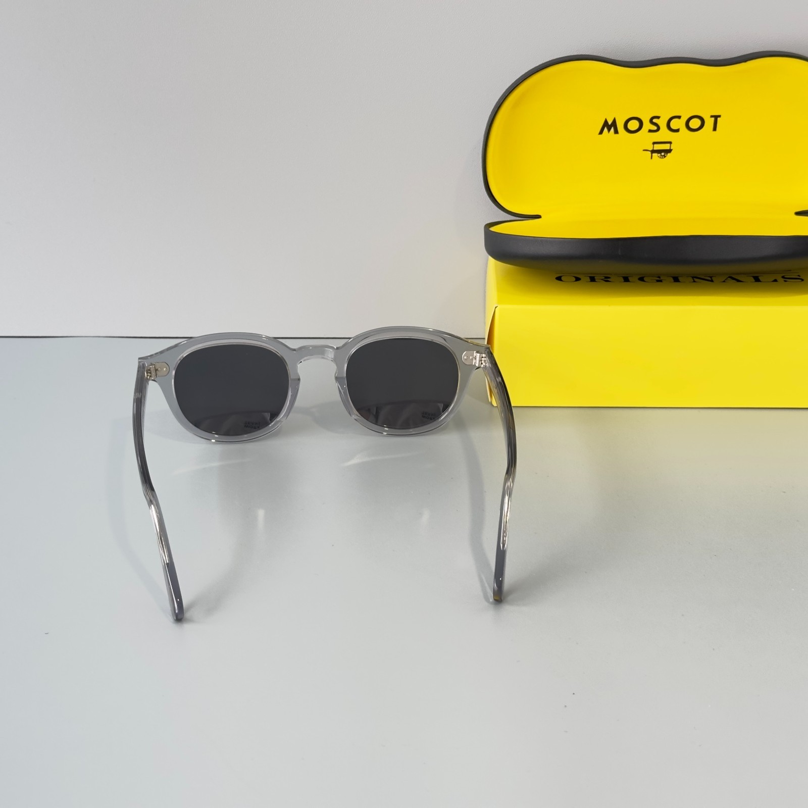 Moscot Lemtosh Crystal Grey Frame Dark Grey Lens Sunglasses Handmade Unisex