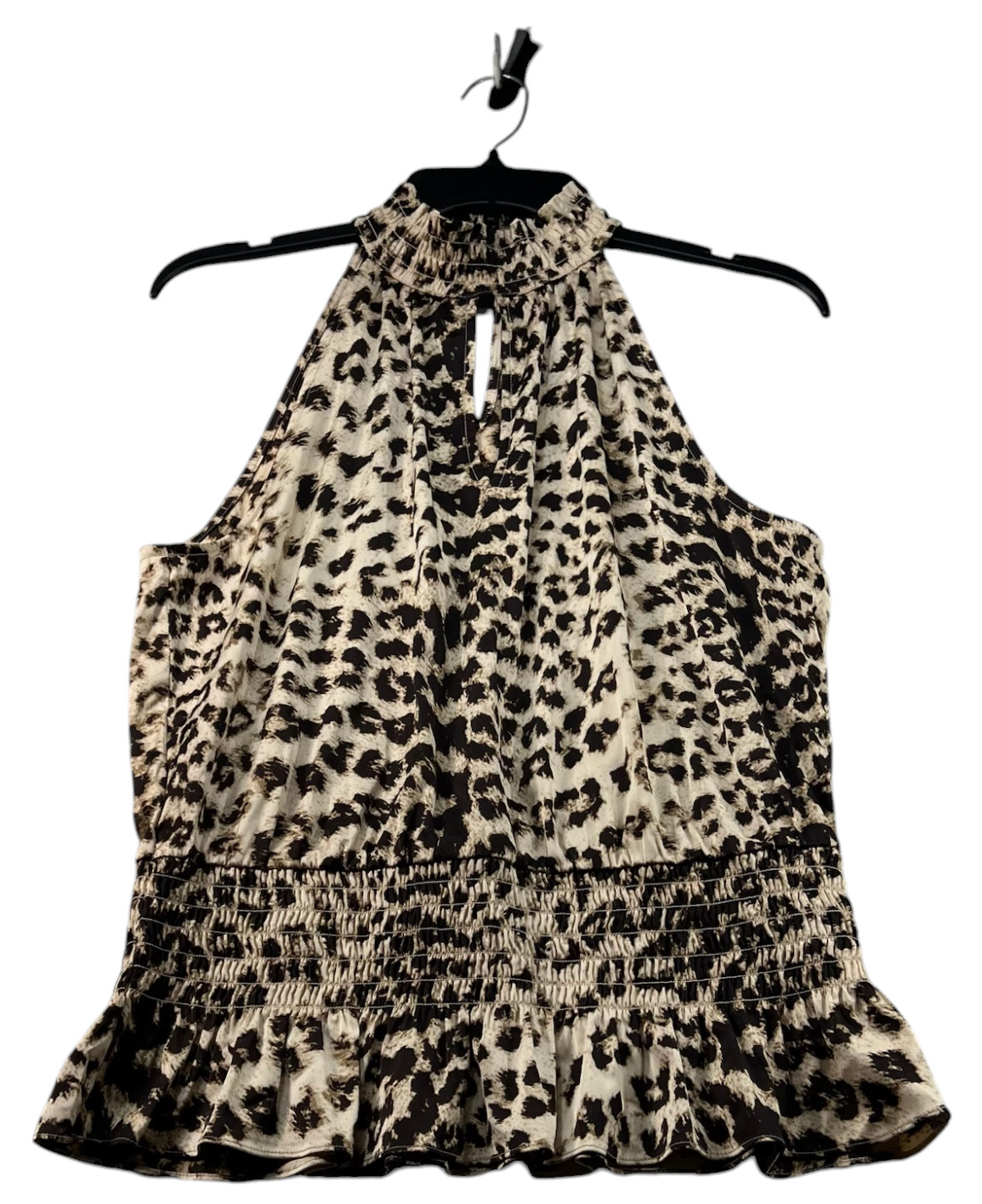 International Concepts Blouse Womens Size Medium Tan Black Cheetah SleevelessNew