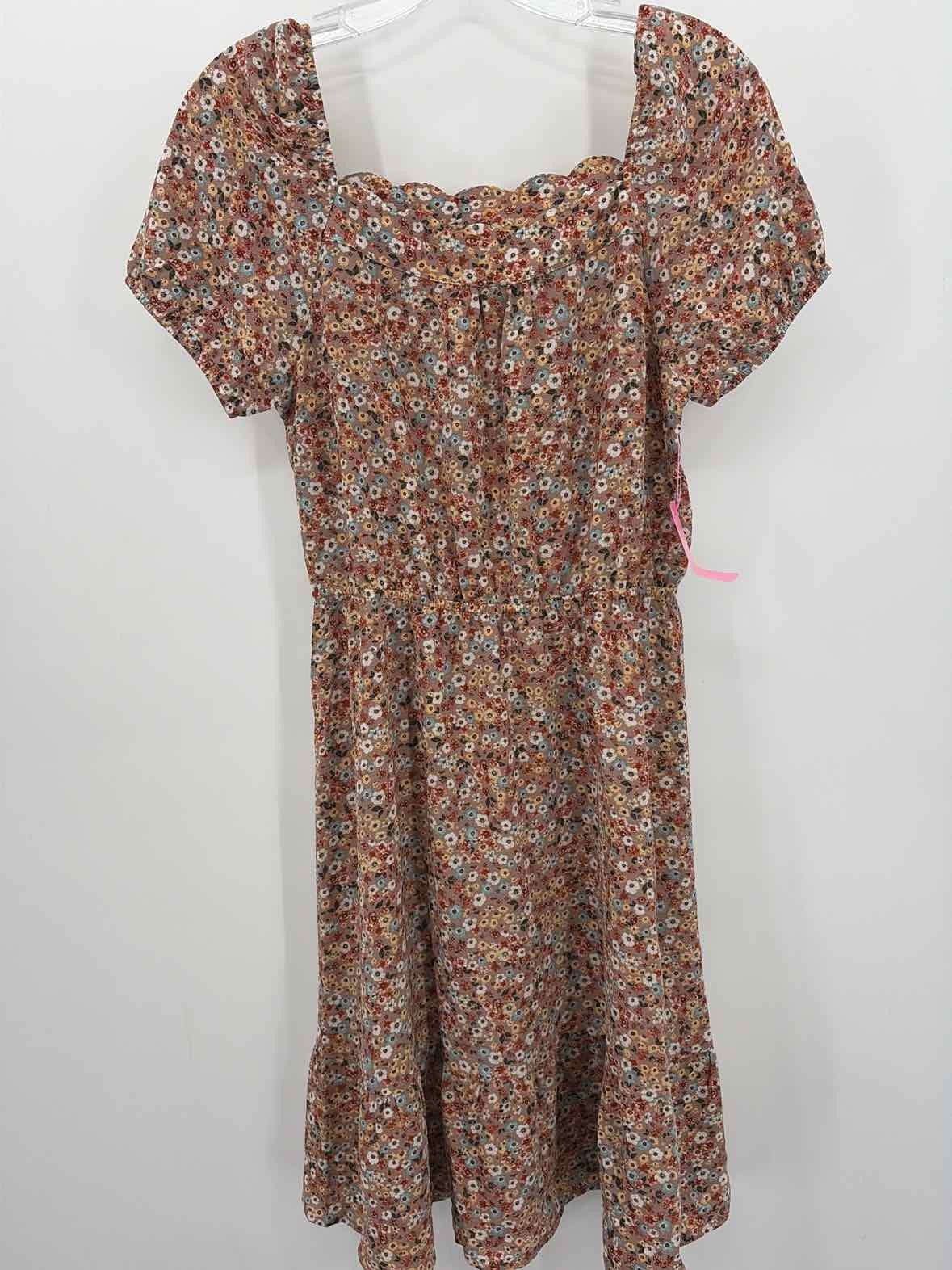 Pre-Owned Monteau Tan Size Medium Knee Length Short Sleeve Dress