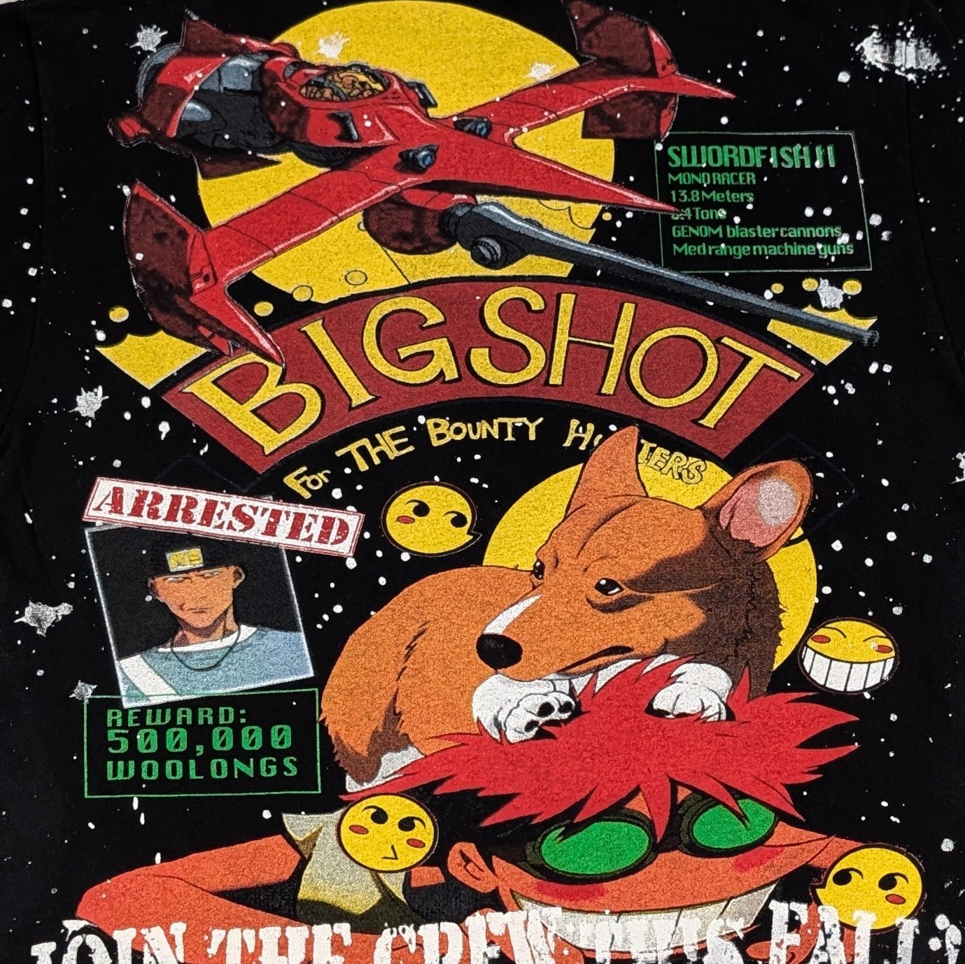 Cowboy Bebop AOP All-Over Print T-Shirt Men’s Large Black Backstock Co Anime