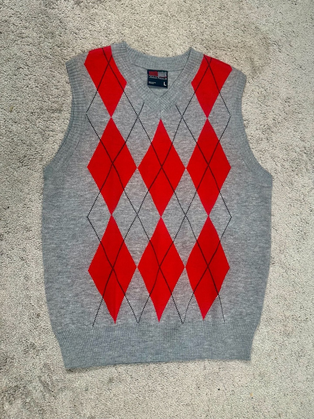 Southpole L Grey Red Sweater Vest