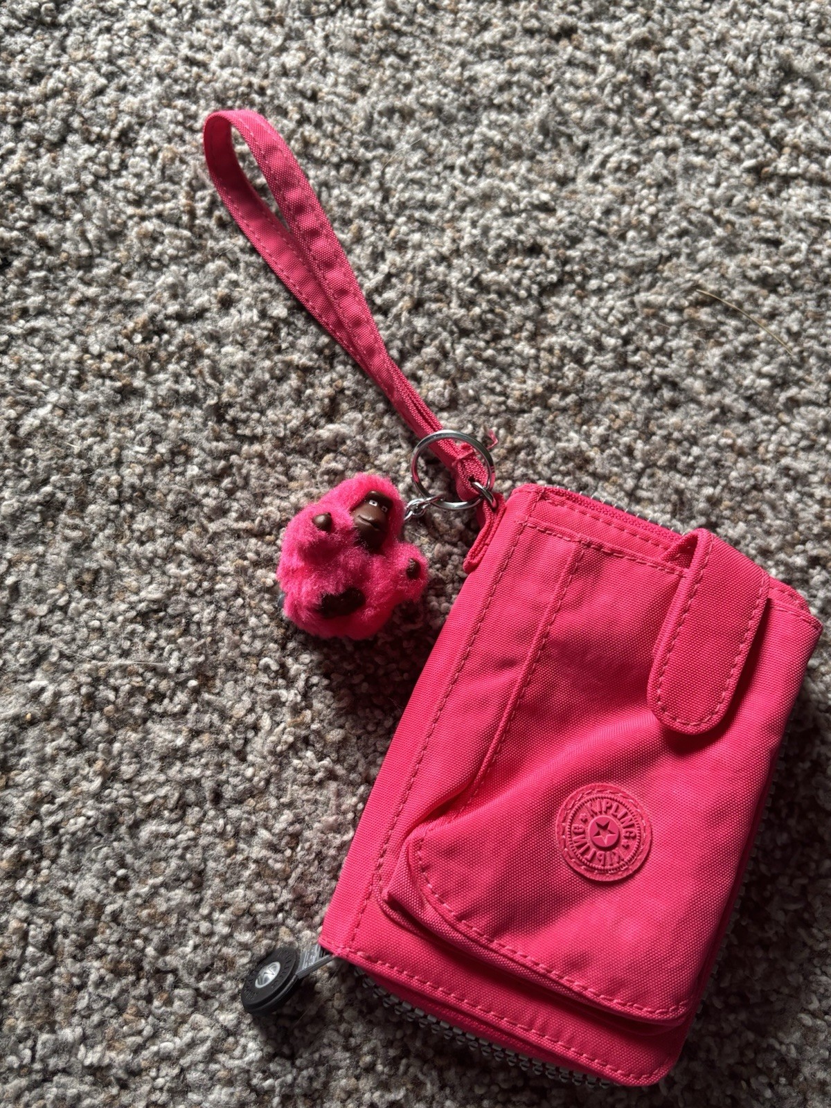 Kipling Vibrant Pink Pattie Wristlet Wallet Bifold RARE Retired Case