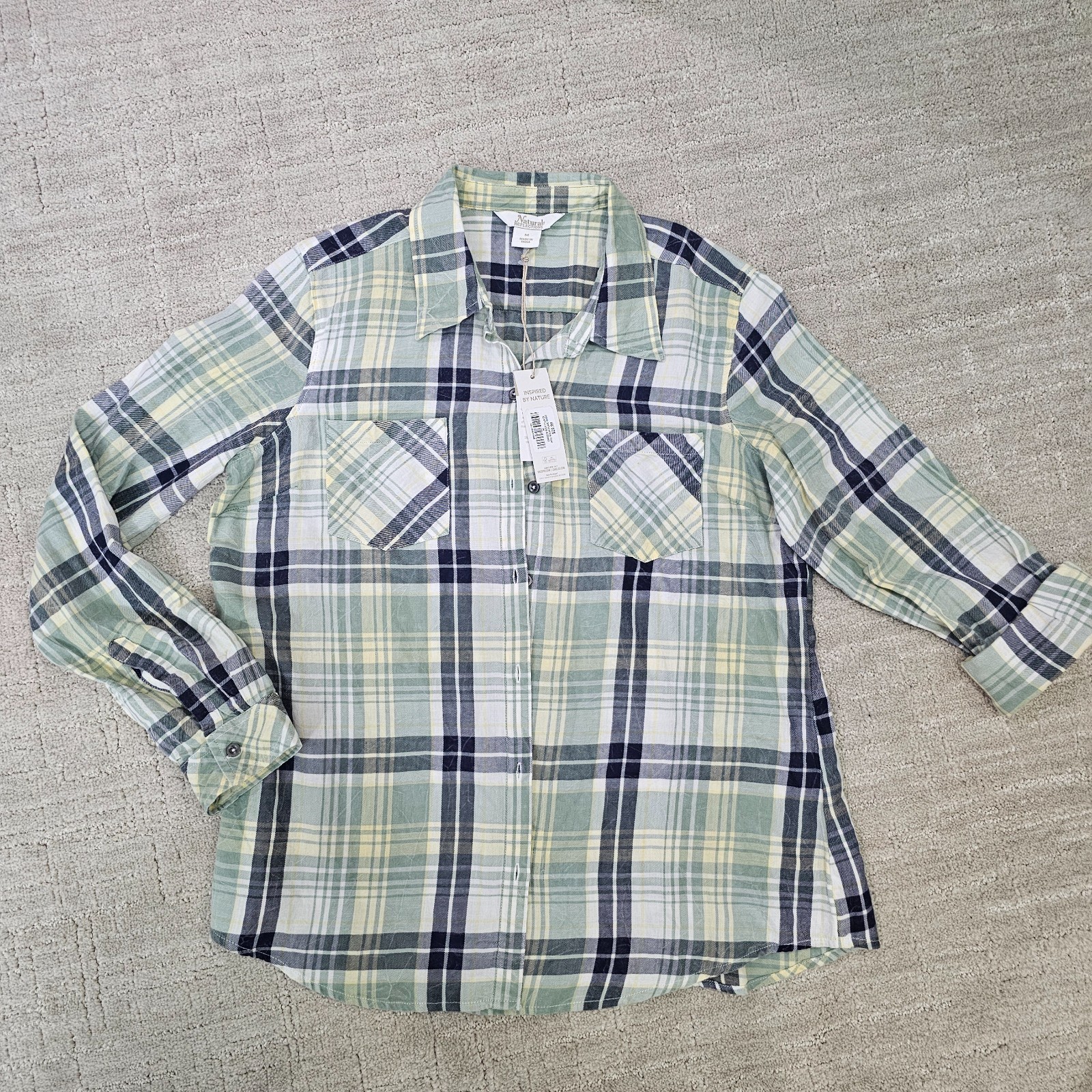 Natural Reflections Womens Shirt Long Sleeve 100% cotton NWT size M botton up