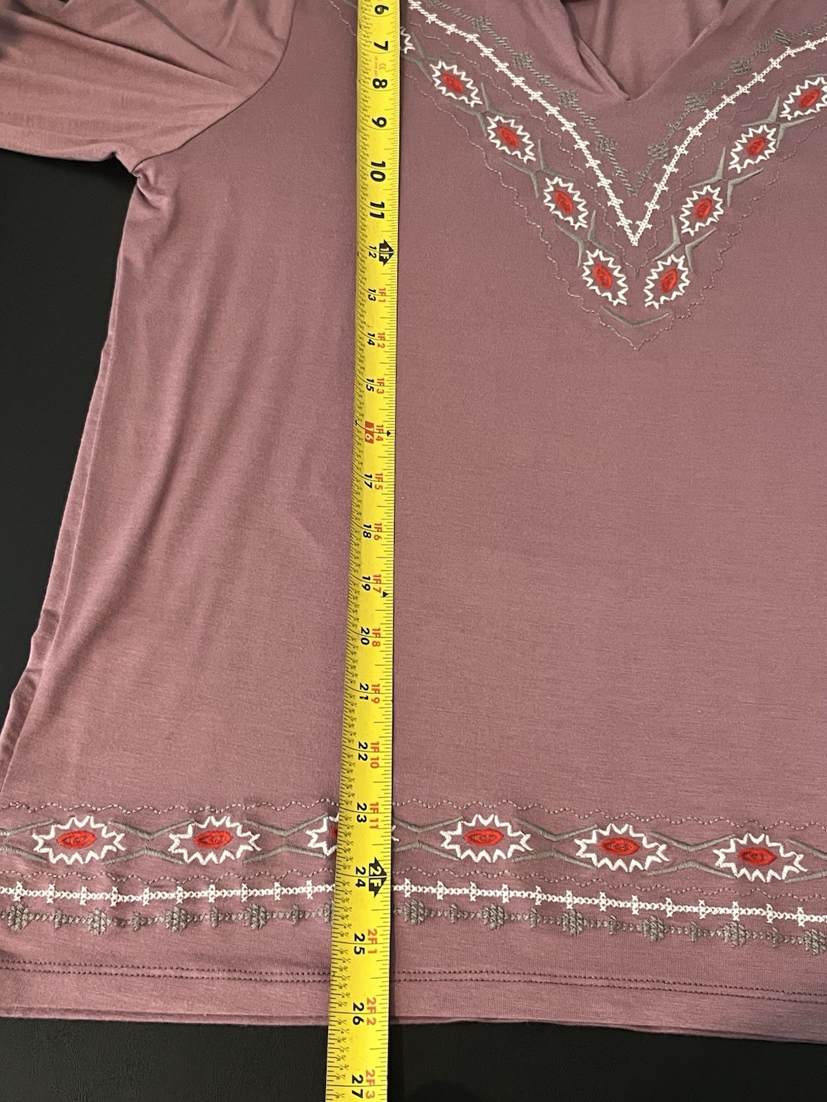 Urban Coco – Pink/Purple Long Sleeve Embroidered Tasseled Top – Size Large