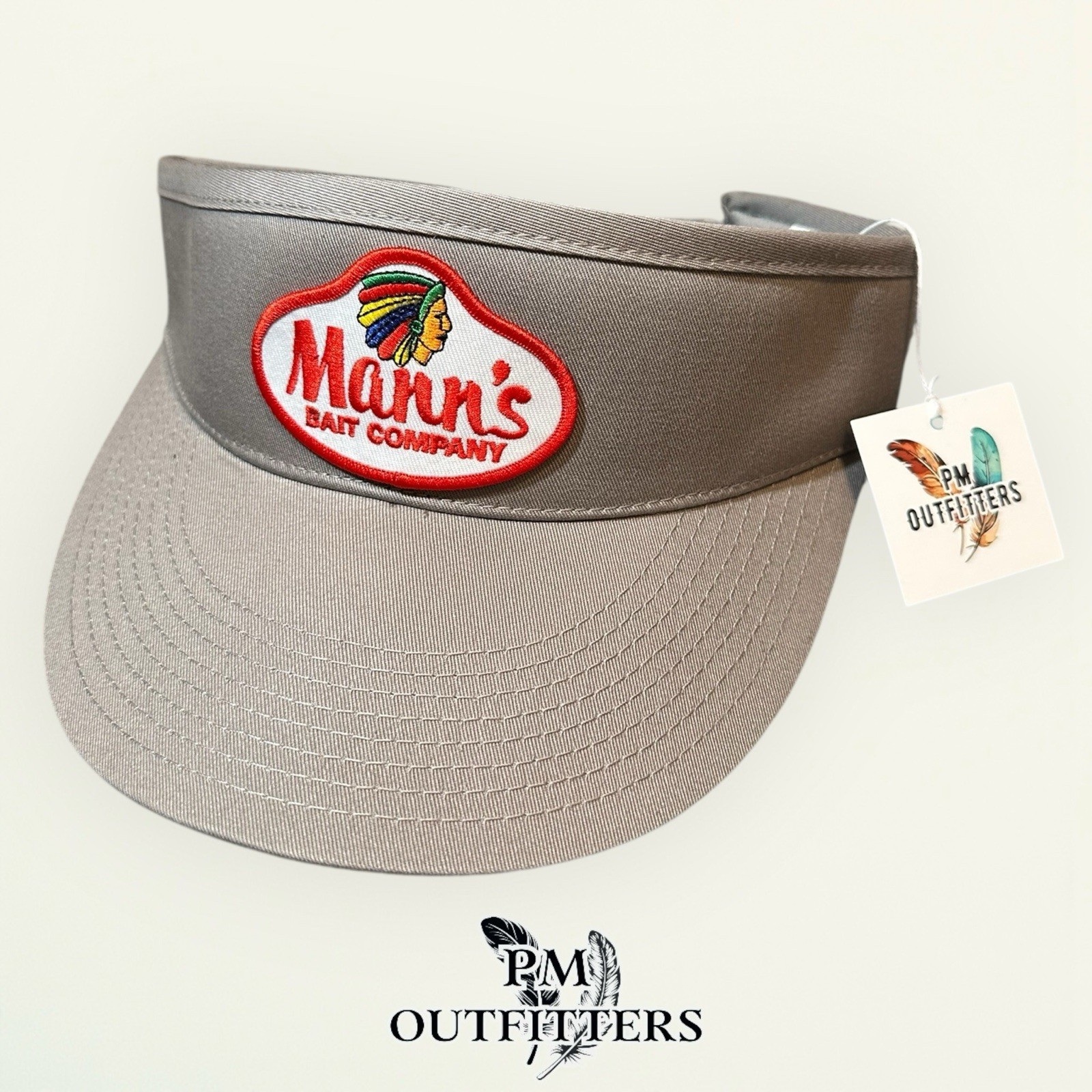 Mann’s Bait Company Visor Decky Gray Retro Patch High Crown Fishing Lures