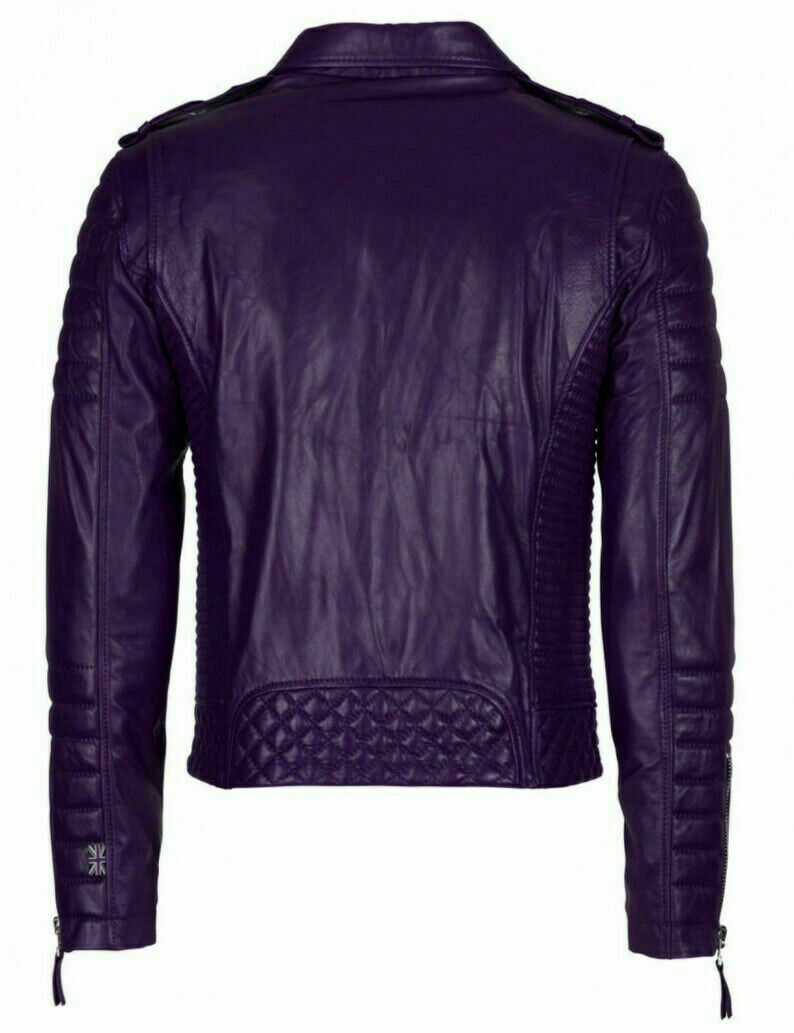 Zayn Men’s Purple Leather Jacket Motorcycle Biker Top Quality Jacket Winter Coat