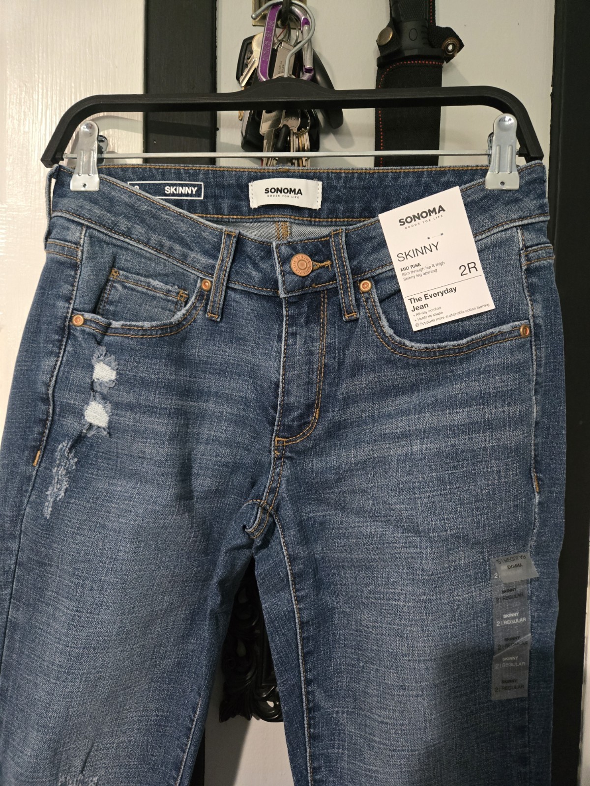 Sonoma Goods For Life Womens Skinny Jeans Blue Medium Wash Distressed 5-Pocket