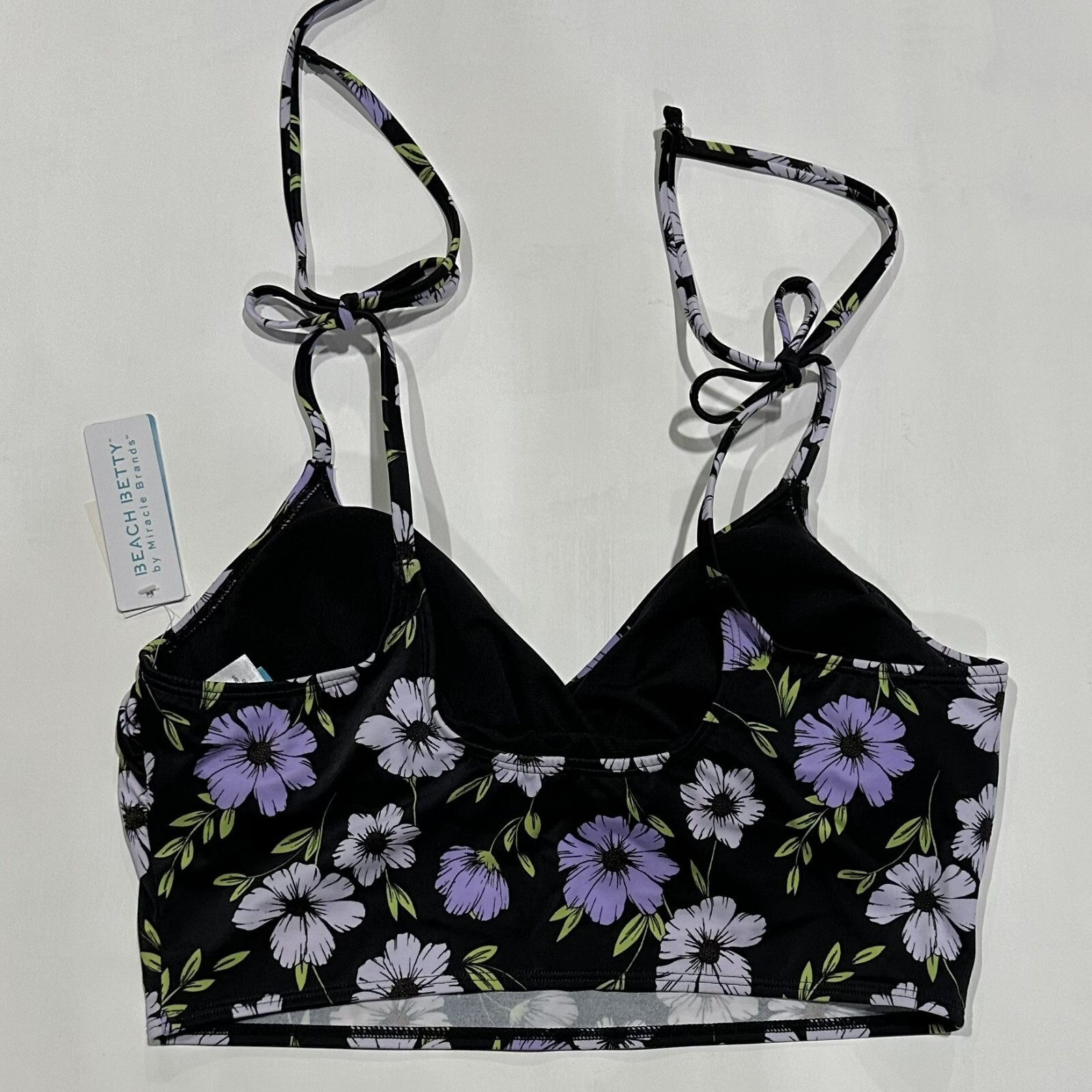 Women’s Floral Slim Control Tie Shoulder Crop Bikini Top – Beach Betty Size M