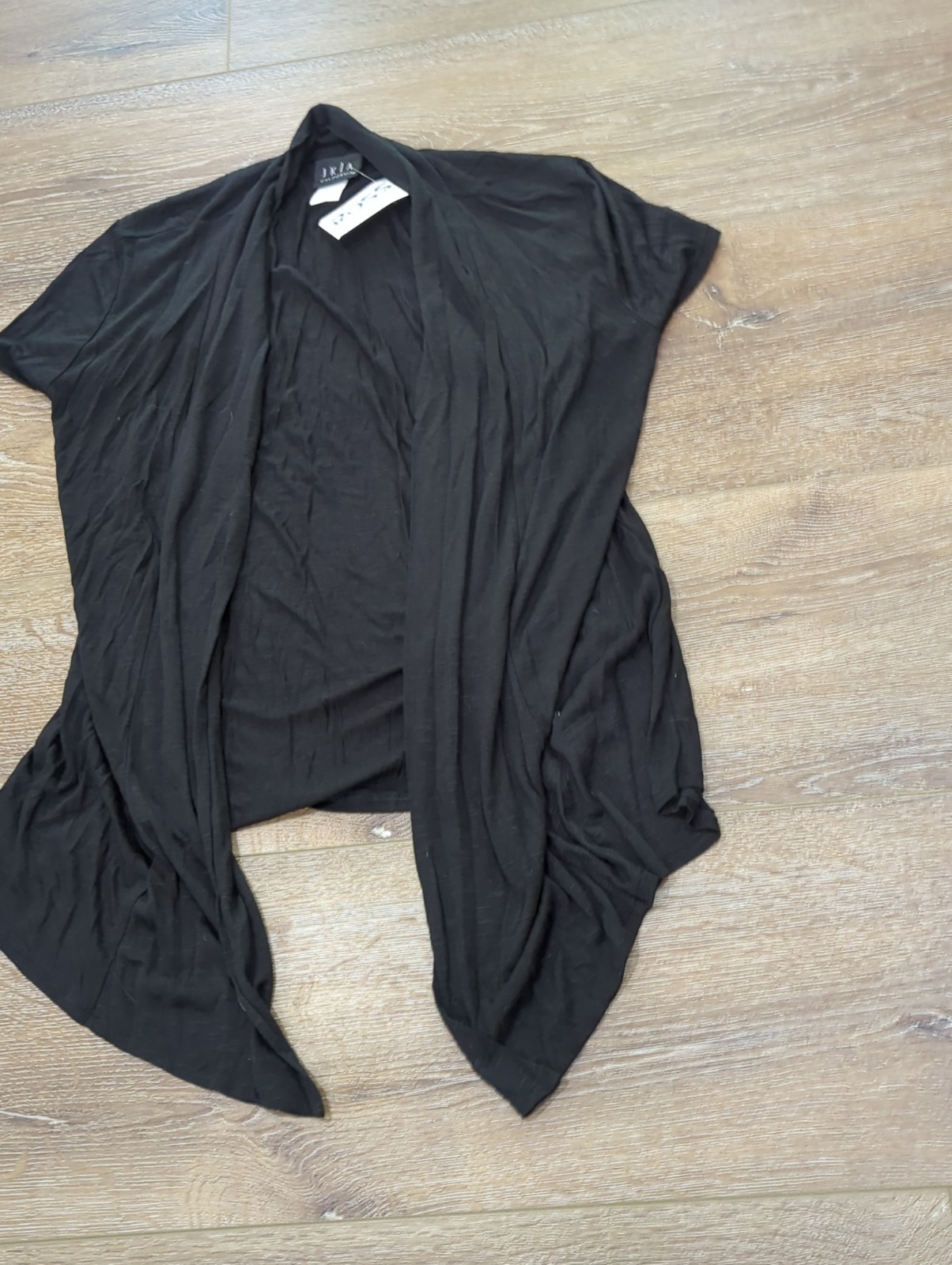 JKLA Open Front Light Weight Cardigan Black Size Medium Sheer Short Sleeve
