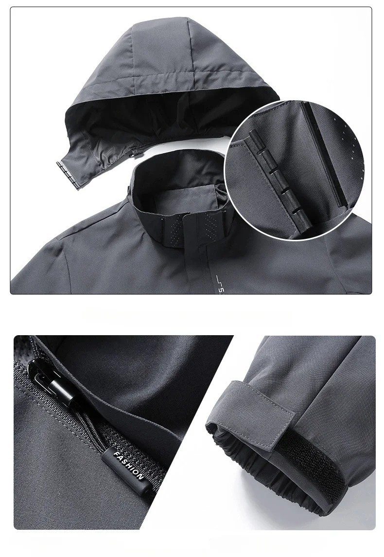 Men’s Waterproof Rain Jacket — Lightweight Hooded Windproof Outdoor Coat