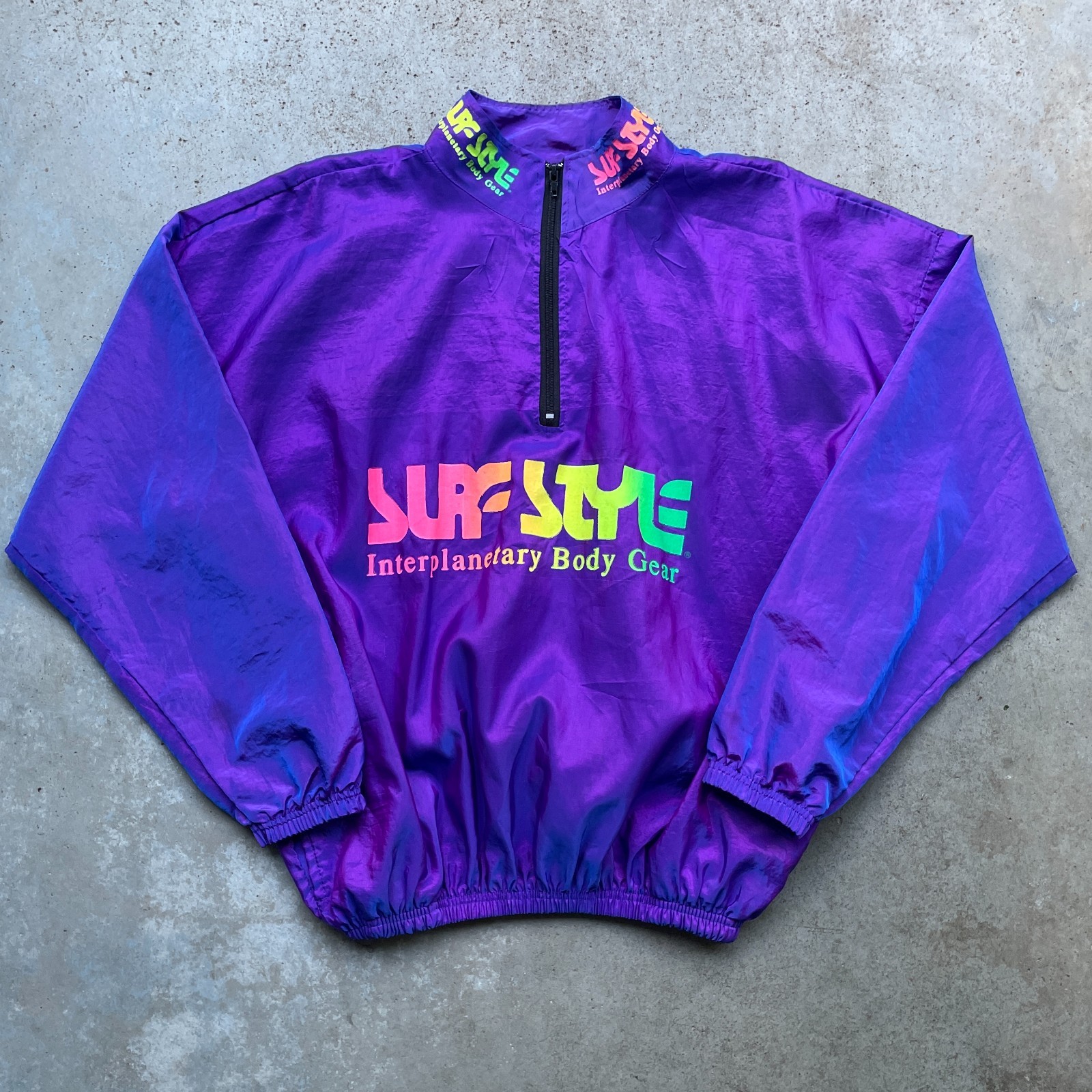Vintage Surf Style Iridescent Purple Jacket Windbreaker Retro One Size Fits Most