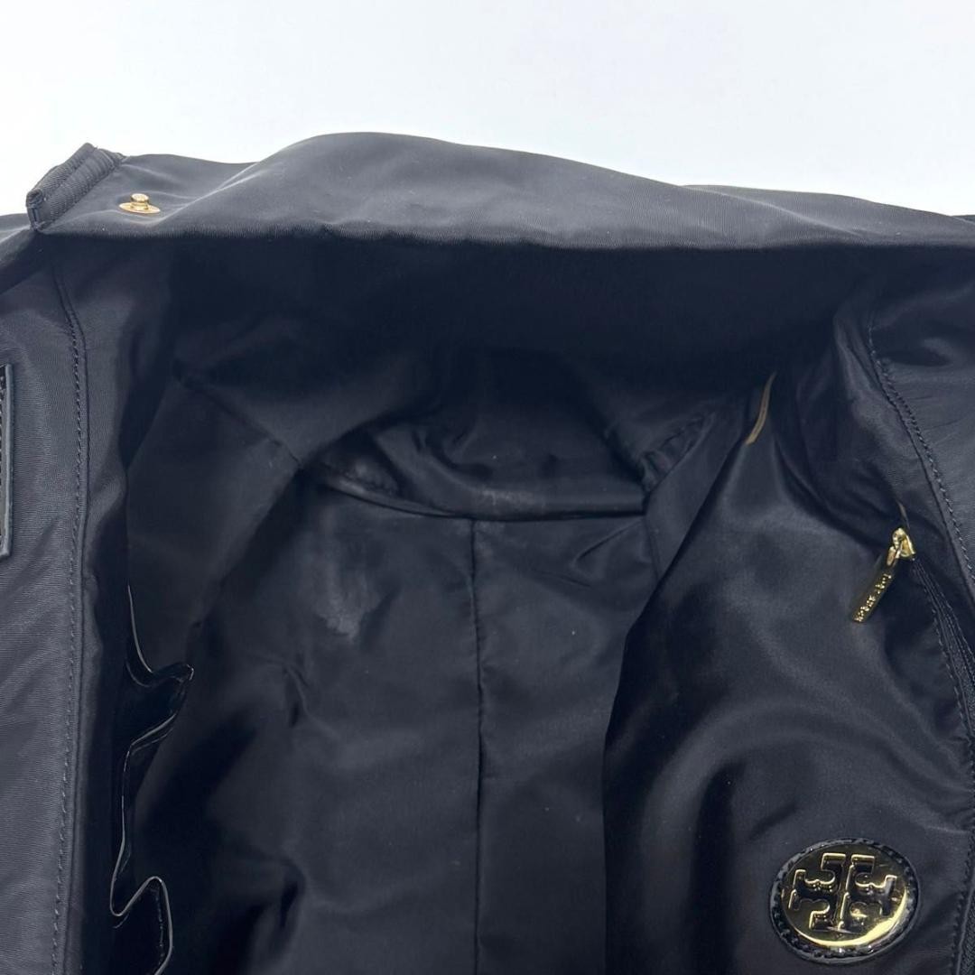 Tory Burch Ella Tote Bag Handbag Black Nylon Patent