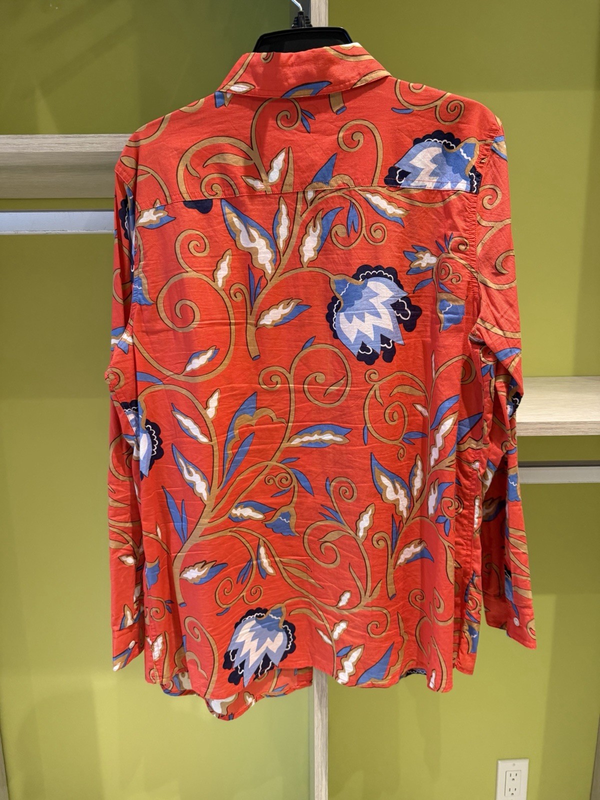 J. McLaughlin Orange Printed Shirt Size XL
