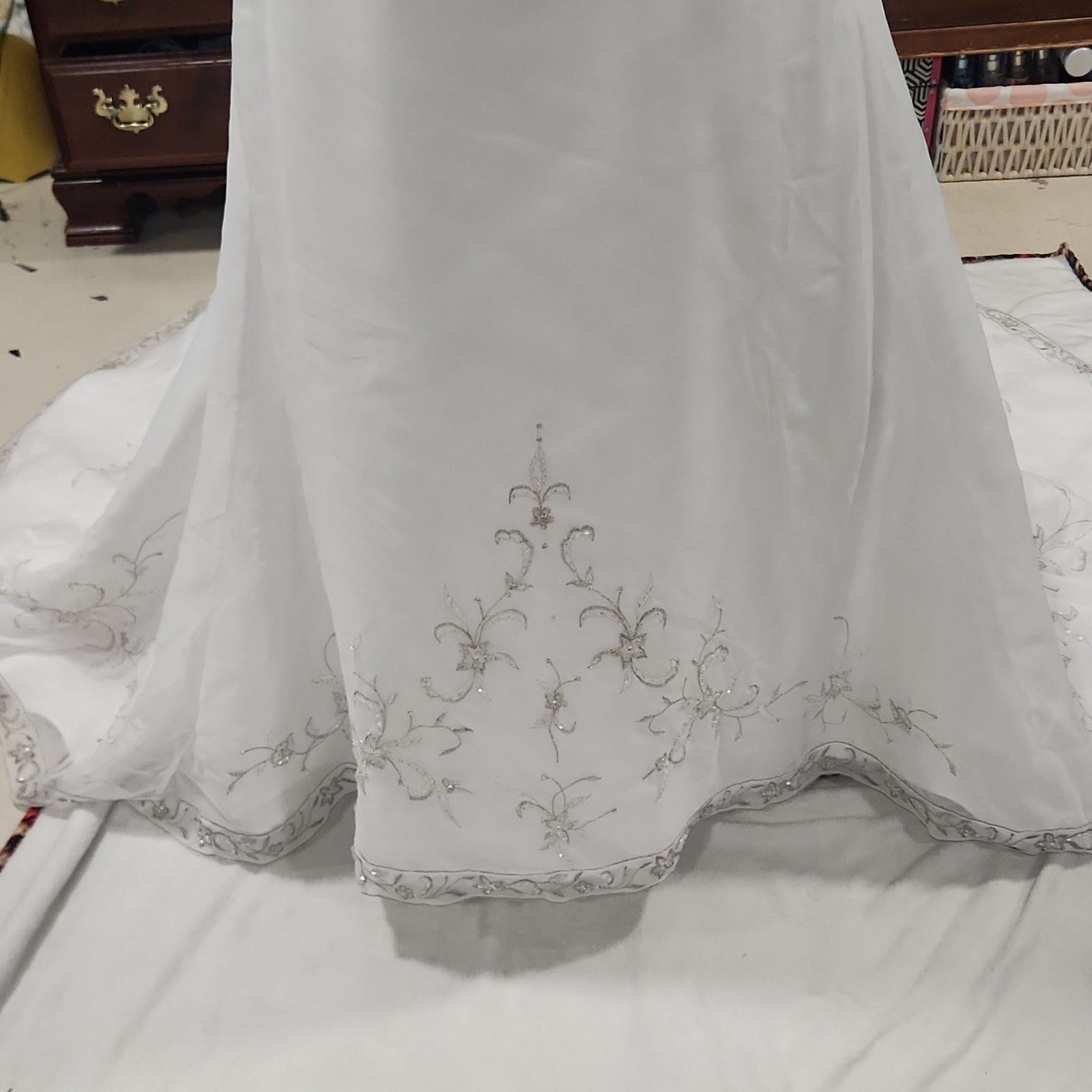 Mori Lee by Madeline Gardner White Strapless Beaded A-Line Wedding Dress 8