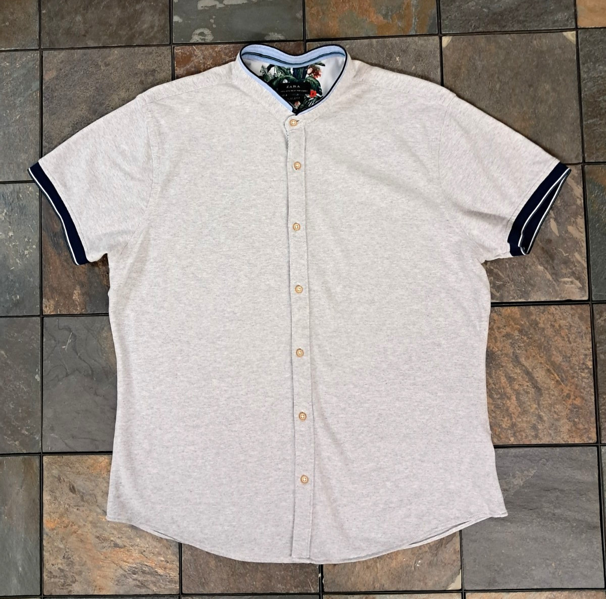 Zara Muscle Fit Men*s Shirt Short Sleeve Button-Up Size XL Cotton Turkiye