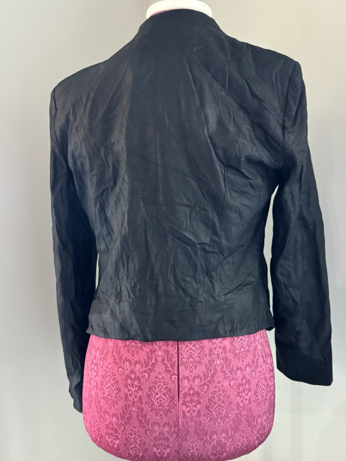 My Tribe Leather Moto Jacket Black Waterfall Front Size Large Made in USA