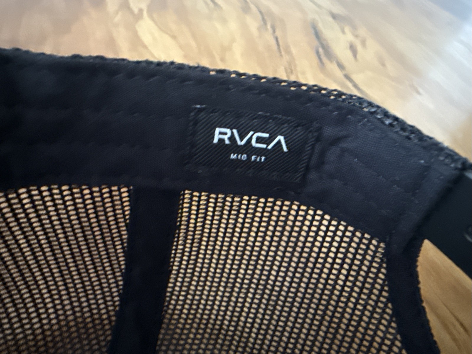 RVCA Hat Cap Snapback Black VA Mid Fit Trucker Mesh Back One Size Adjustable