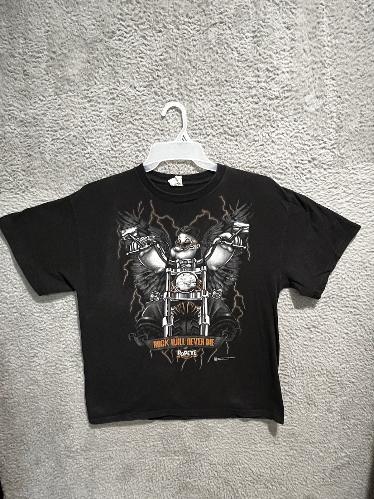 Harley Davidson Popeye Rock Will Never Die Biker T-Shirt L 2010 Delta Pro Weight