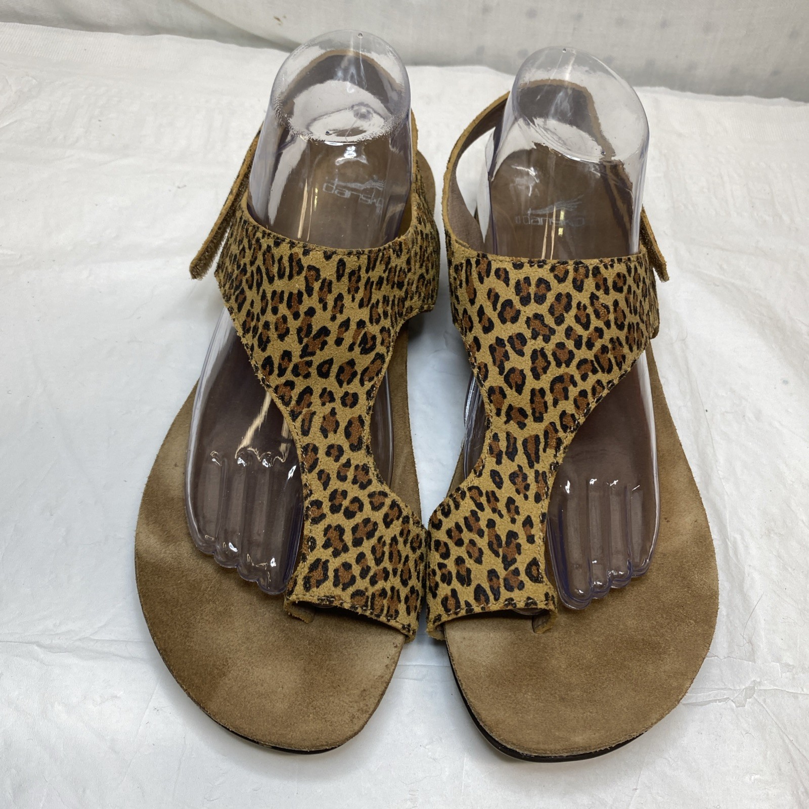Dansko Reece Womens Sandals Leopard Print Suede Toe Loop Comfort Size 42 11.5/12