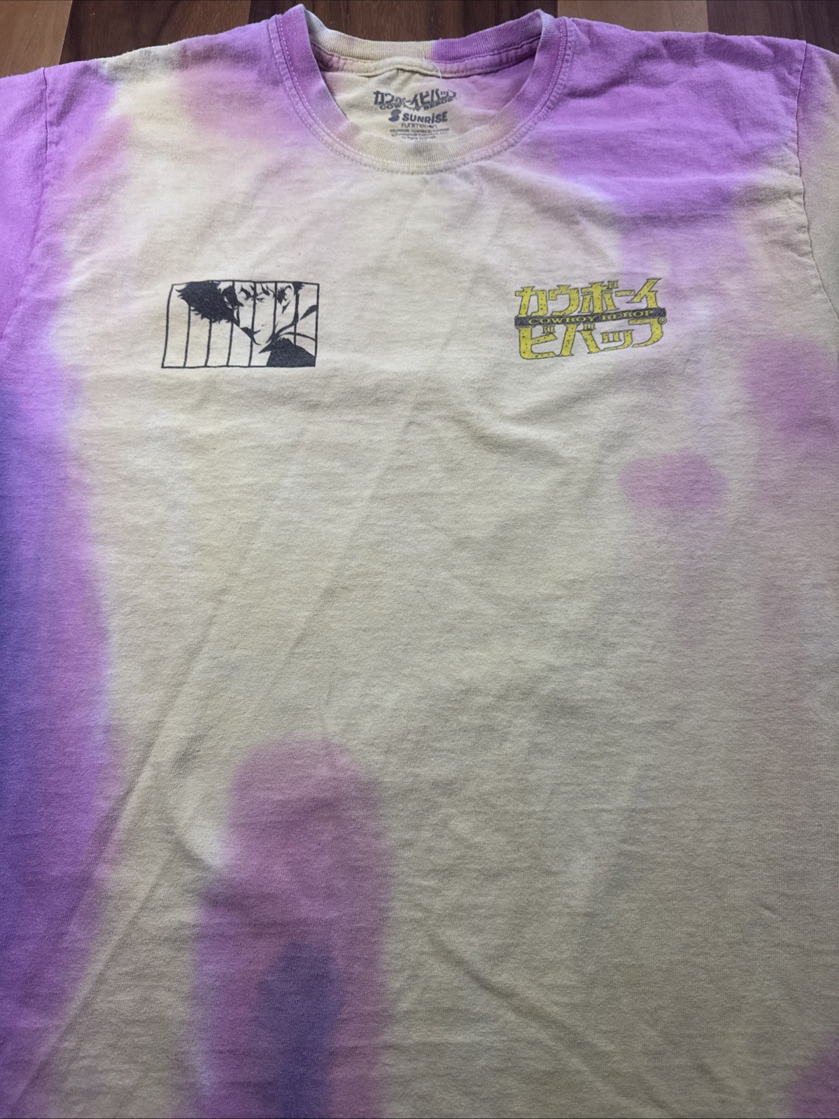 Cowboy Bebop Mens Shirt Anime Tie Dye Yellow Size Medium Short Sleeve Adult