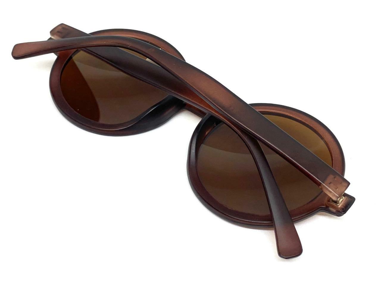 Men’s or Women Classic Vintage Retro Hippie Style SUN GLASSES Round Brown Frame