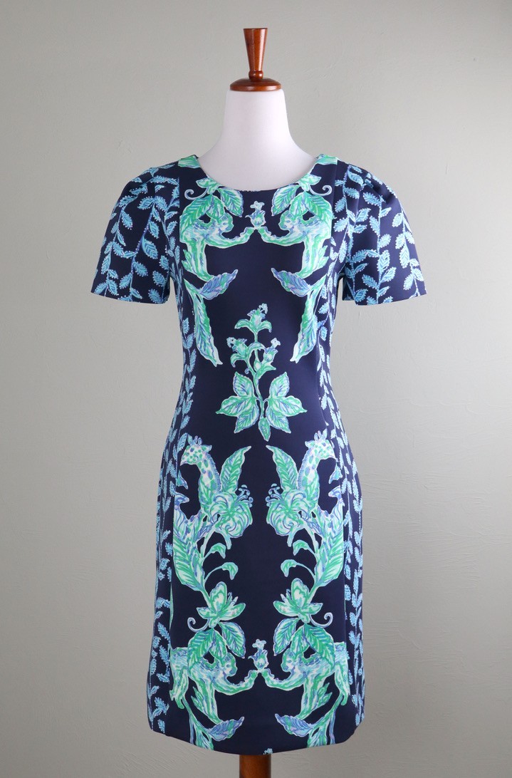 LILLY PULITZER $178 Neoprene Scuba Smooth Stretch Printed Sheath Dress Size 8