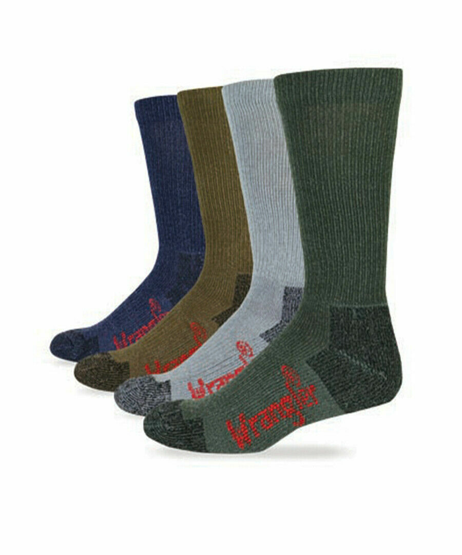 Wrangler Mens Riggs Workwear Moisture Wicking Cushion Boot Crew Socks 4 Pair