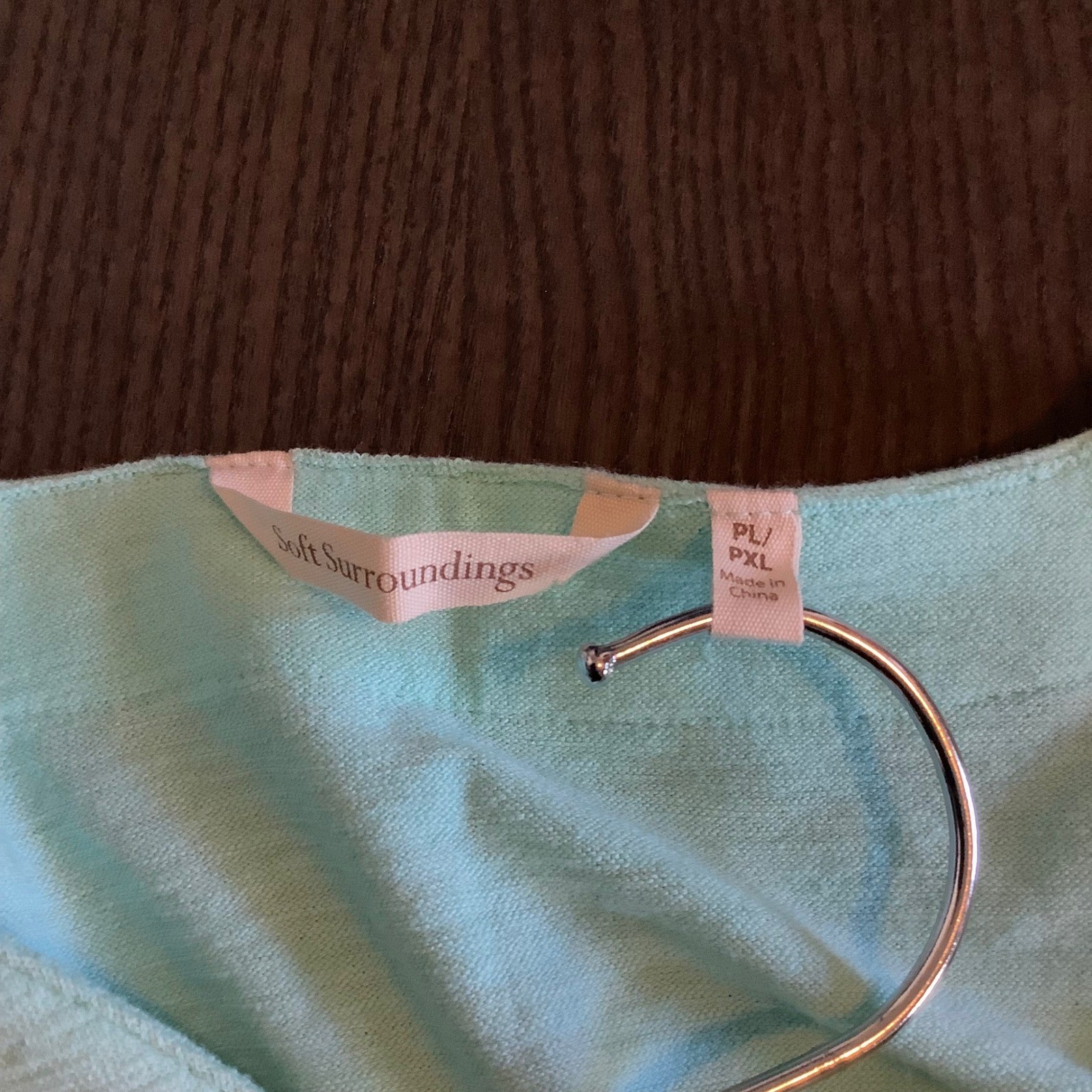Soft Surroundings Aqua Blue Slub Knit Button Front Poncho Top PL PXL
