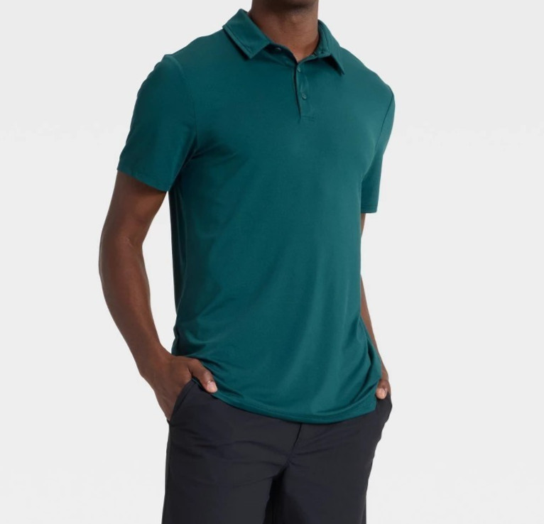 Jersey Polo Shirt All in Motion Wicking Stretch No Roll Collar COLOR CHOICES