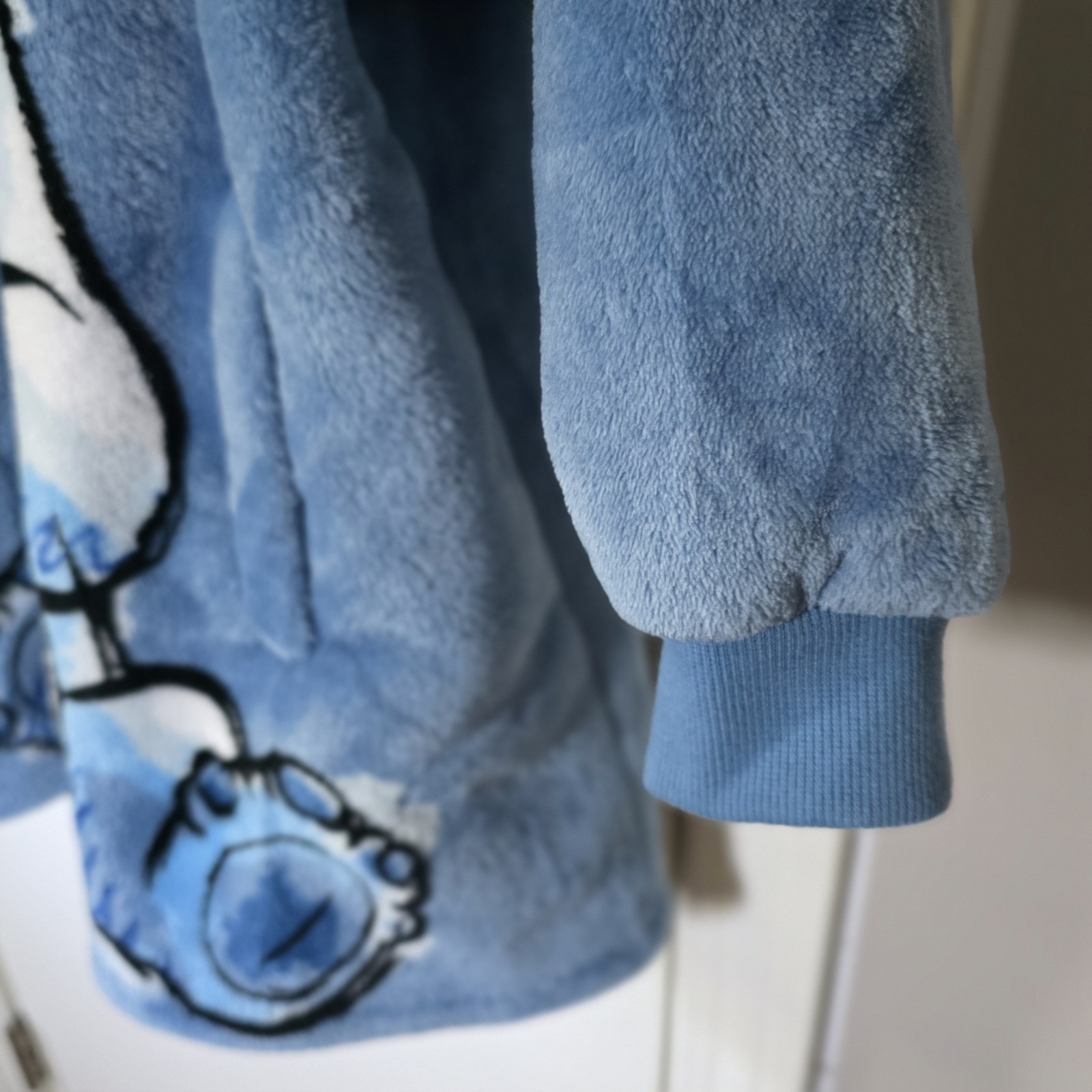 Disney Stitch Hoodie Blanket One Size Blue Plush Sherpa Lined Wearable…