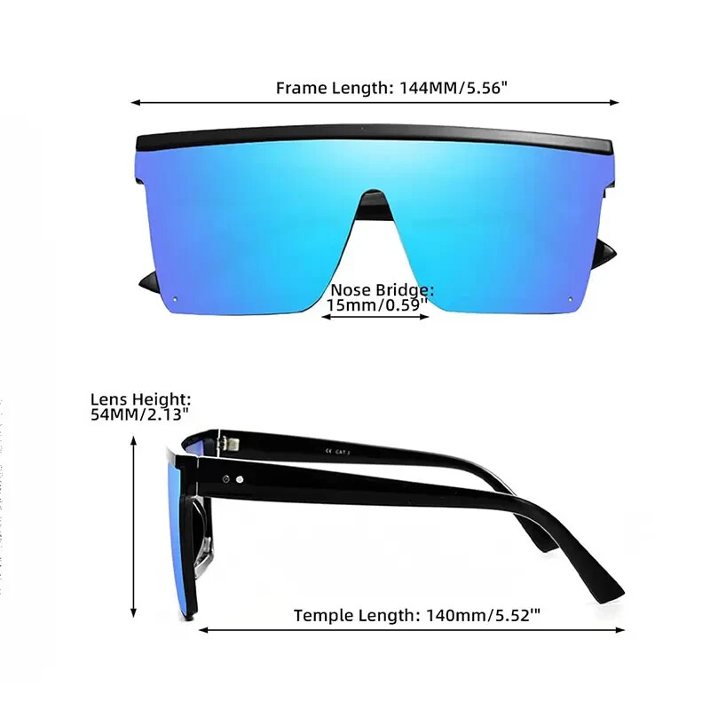 Men’s Women’s Sunglasses Fashion Designer Square Flat Black Lens Retro New Style