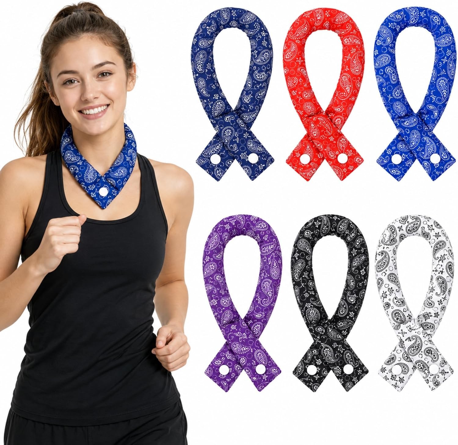 6 Pack Cooling Neck Wraps Ice Scarf Summer