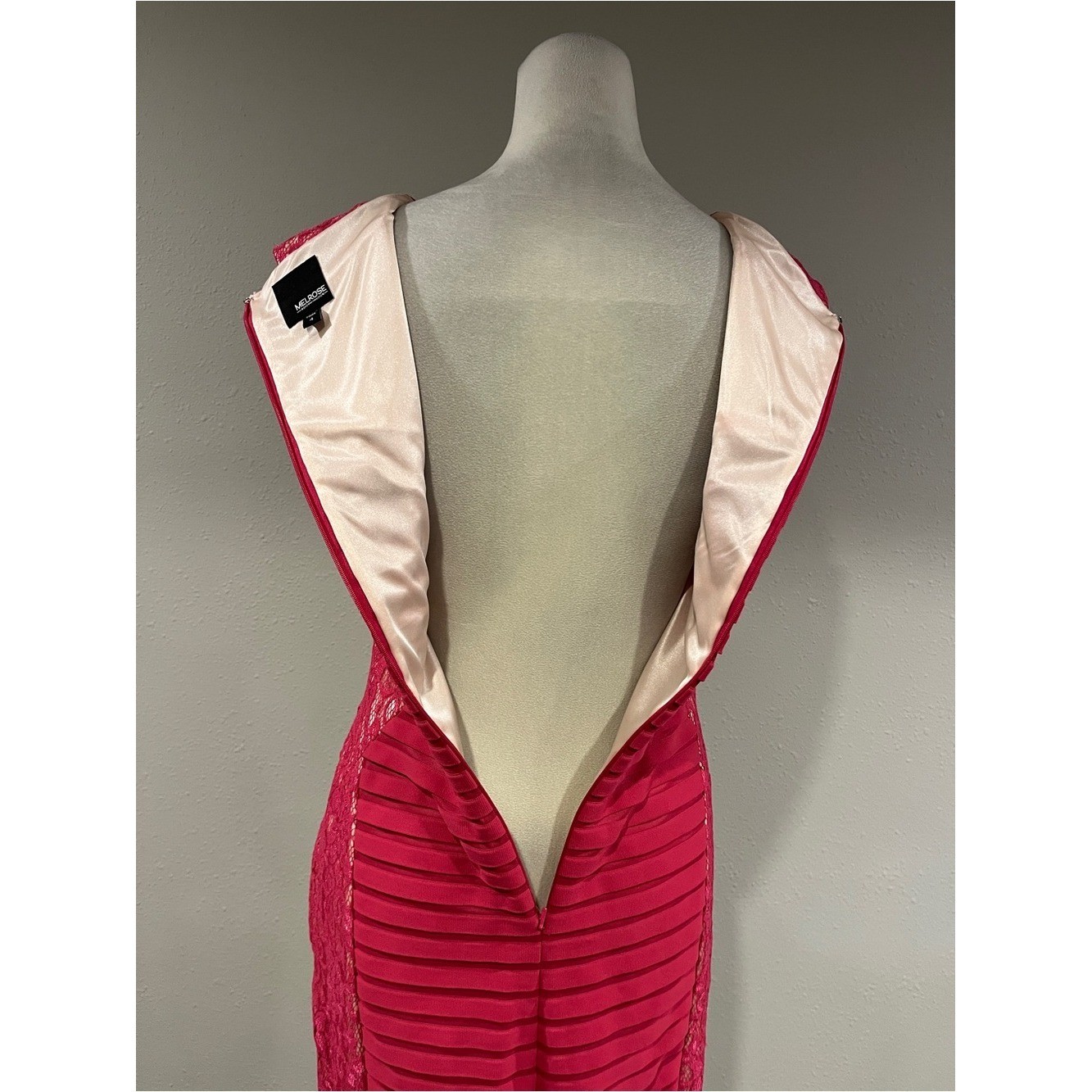 Melrose Fitted Pink Lace-Panel Bodycon Dress size 4