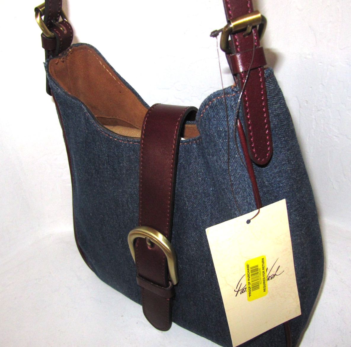 Patricia Nash Verretto Adjustable Shoulder Bag Dark Denim Stone washed blue