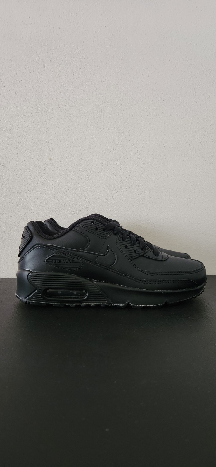 Youth Nike Air Max 90 LTR (GS) Triple Black Sneakers (Size: 4Y)