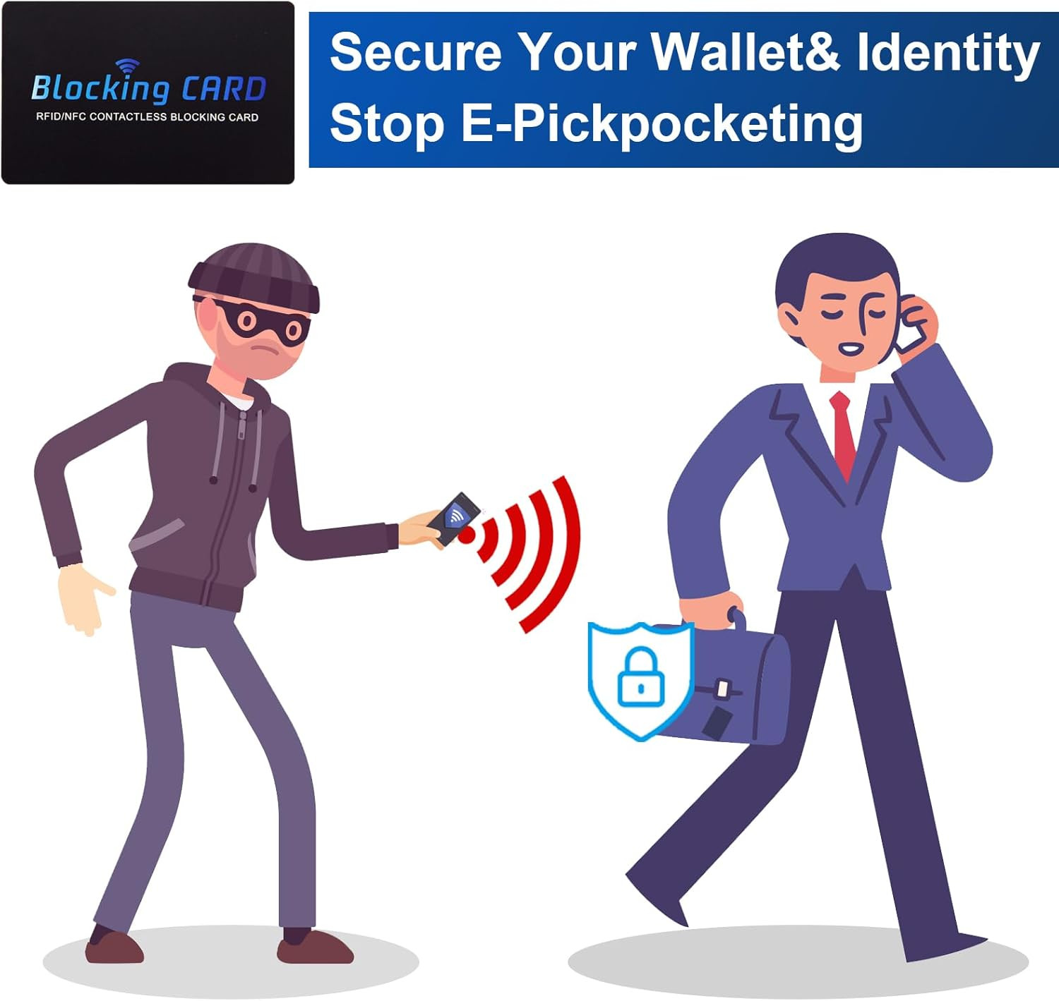 RFID Blocking Card (5 Pack) for Wallets, Slim RFID/NFC Blocker – One Card Protec